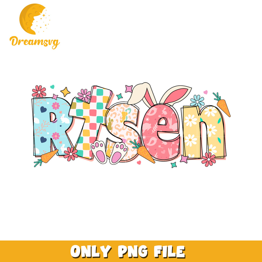 Colorful Spring Rabbit Theme Risen PNG Easter Design