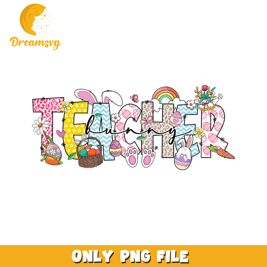 Colorful Teacher Easter PNG Design for Spring Celebrations