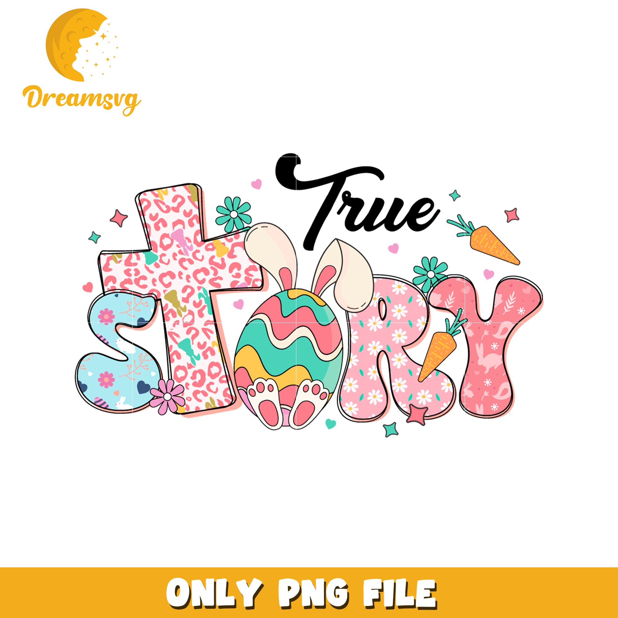 Colorful True Story Bunny Design for Easter Celebrations