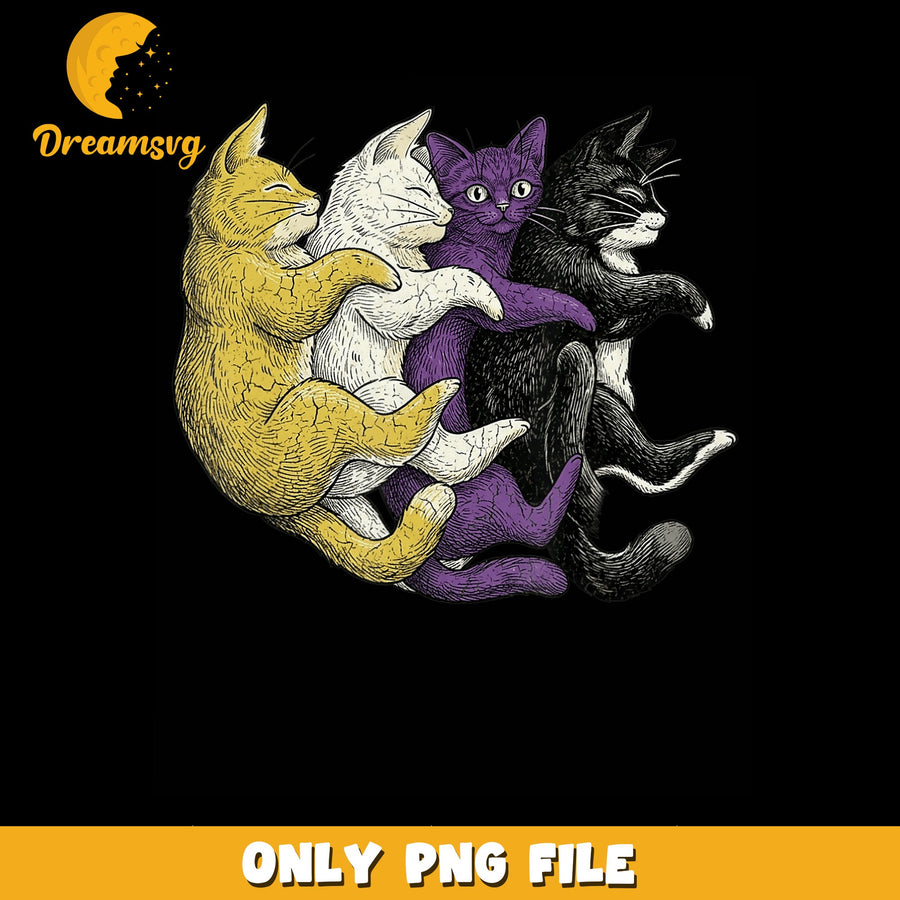 Colorful Cats PNG, Cute Animal Design, Fun Art PNG