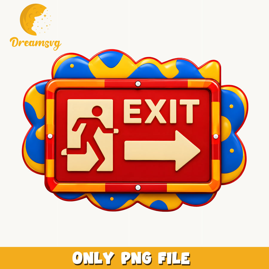 Colorful Exit Sign PNG, Funny Sign Clipart, Art PNG