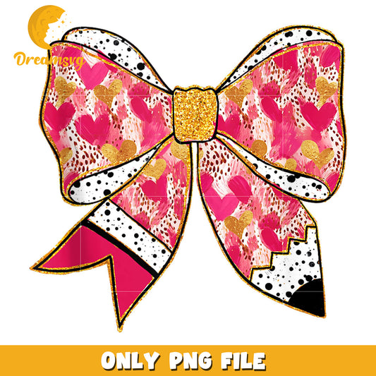 Colorful coquette bow pencil png, valentine decoration png