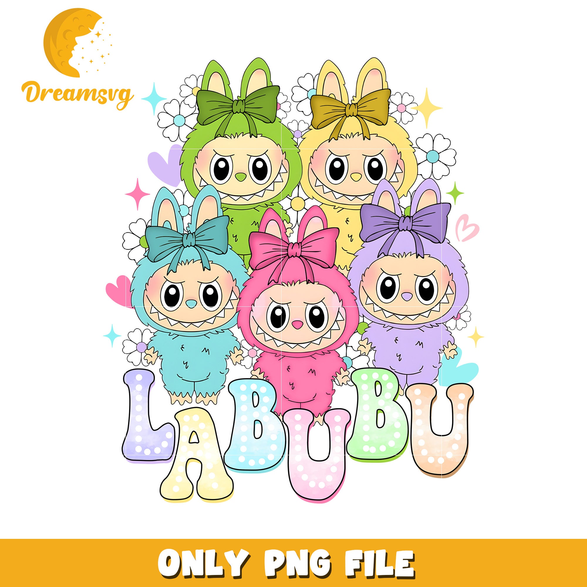 Colorful labubu characters png, popmart labubu​ png, labubu art​ png