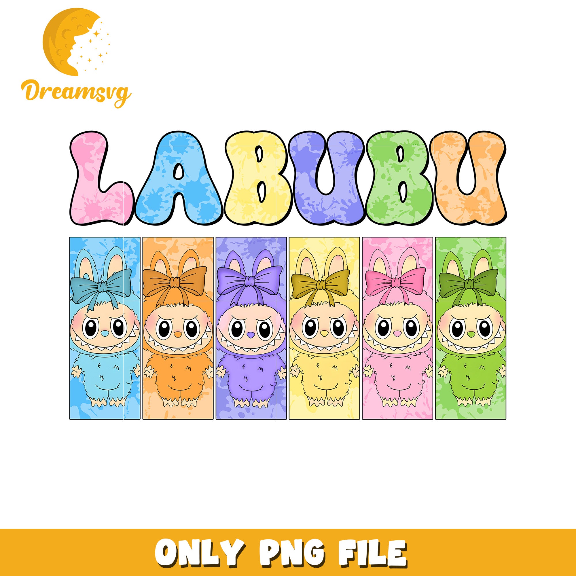 Colorful labubu png, popmart labubu​ png, labubu art​ png
