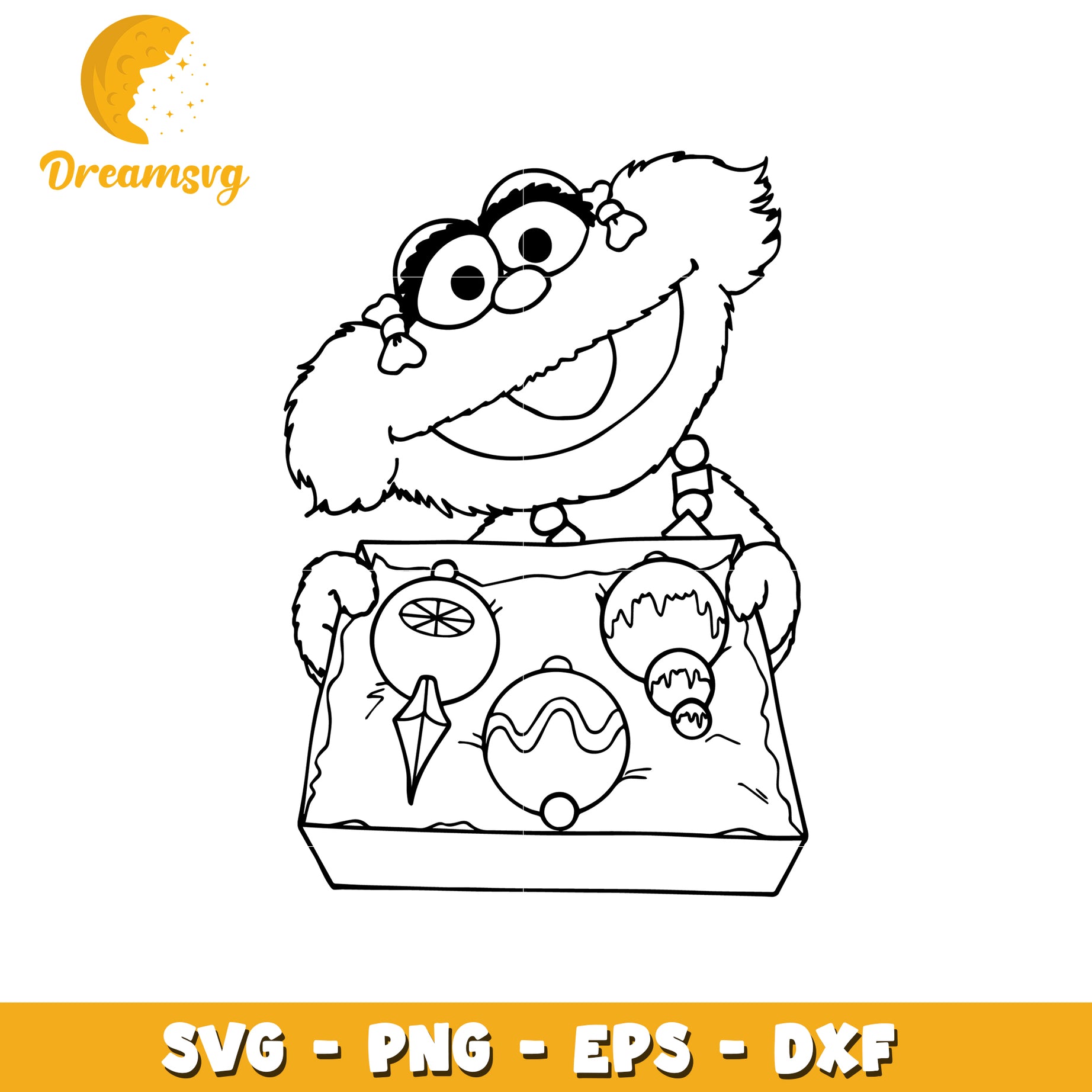Coloring Page of Cheerful Monster with Treats SVG Design