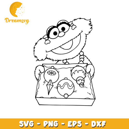 Coloring Page of Cheerful Monster with Treats SVG Design