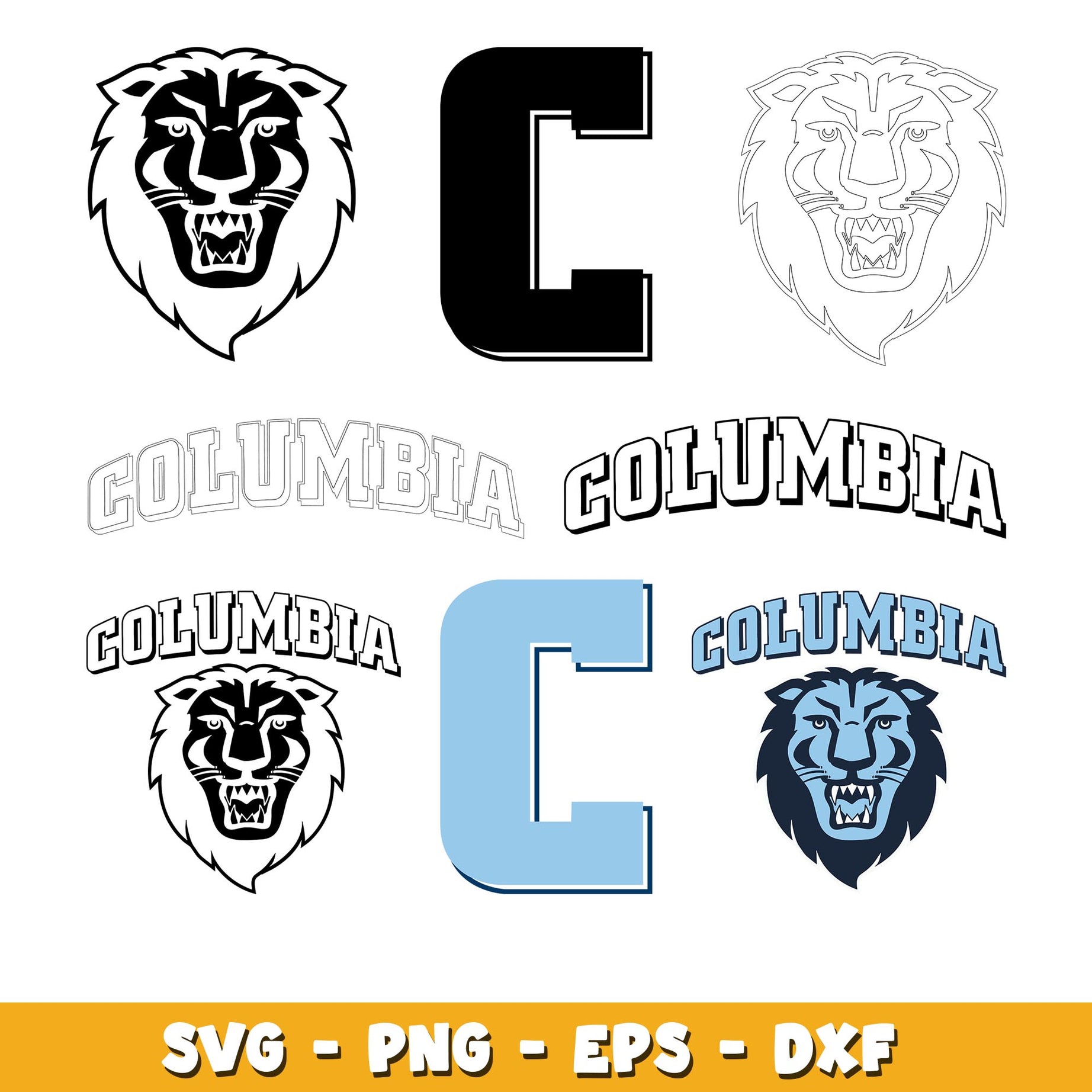 Columbia Lions embroidery Bundle svg, Columbia Lions logo svg, ncaa svg 