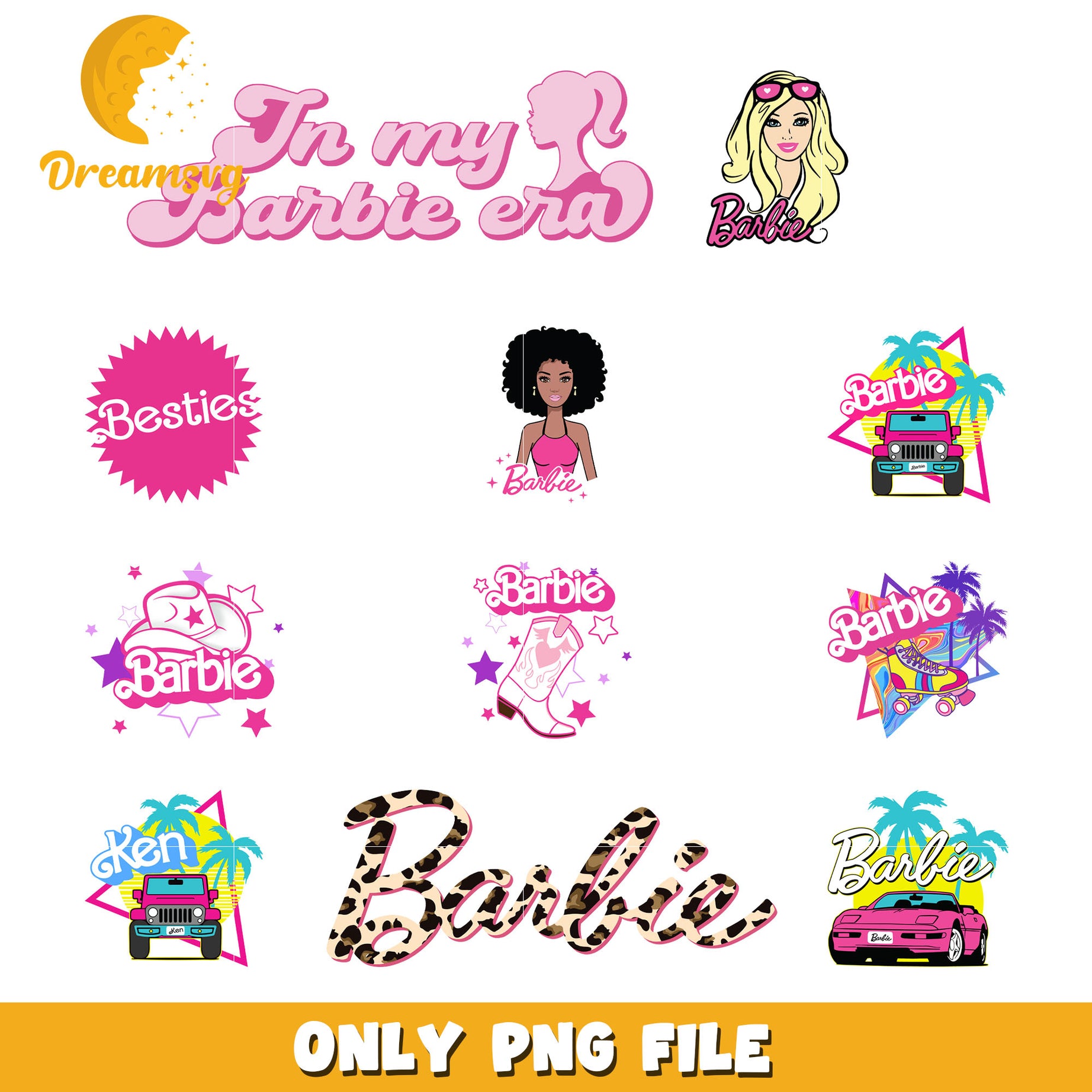 In my Barbie era bundle png, barbie dream house png, barbie dolls png