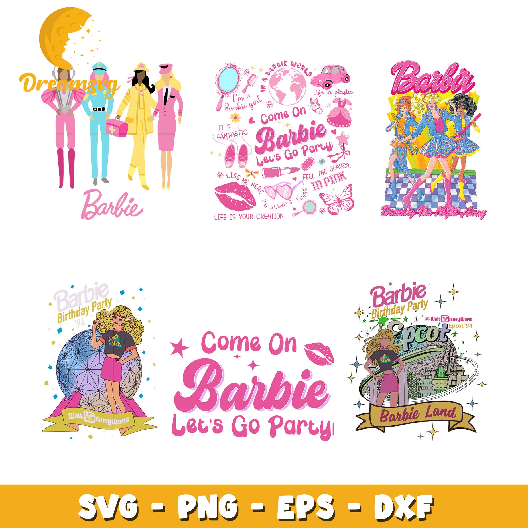 Barbie birthday logo design svg, happy birthday barbie​ svg