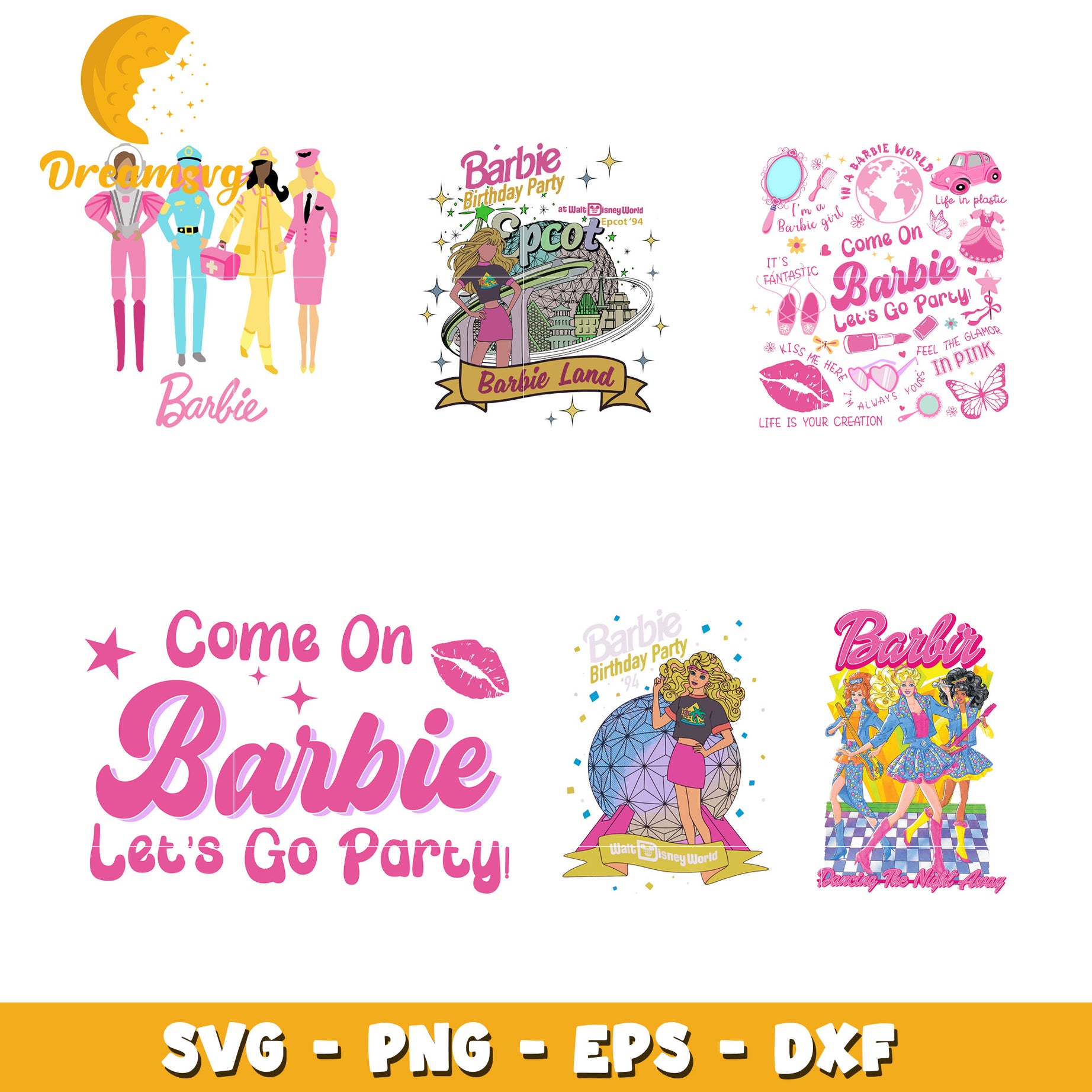 Barbie birthday party design design svg, birthday barbie​ svg