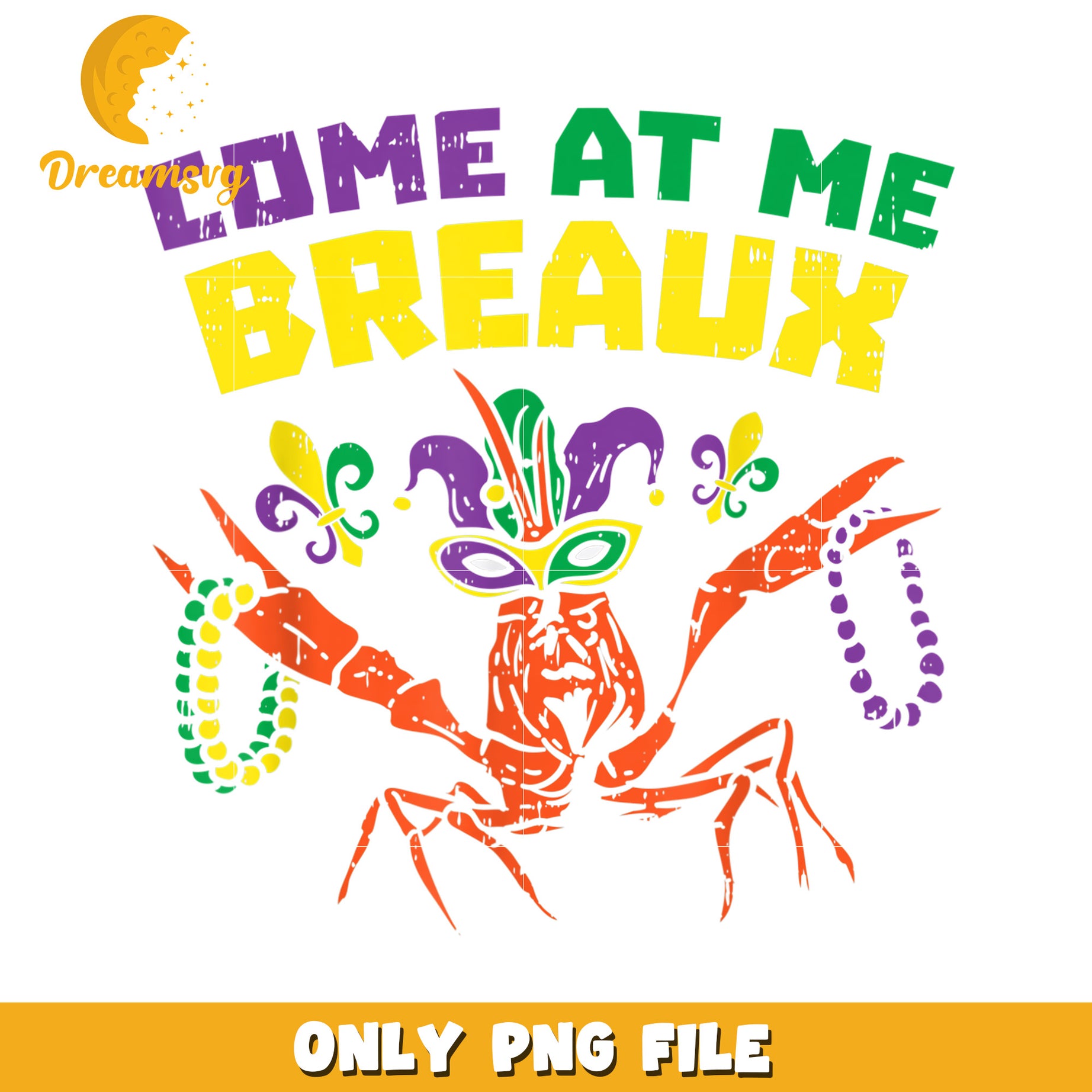 Come at me breaux crawfish beads png, mardi gras bead​ png