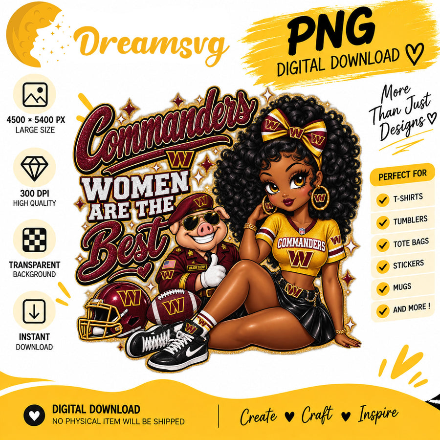 Commanders Women Are The Best Black Girl Football Fan PNG