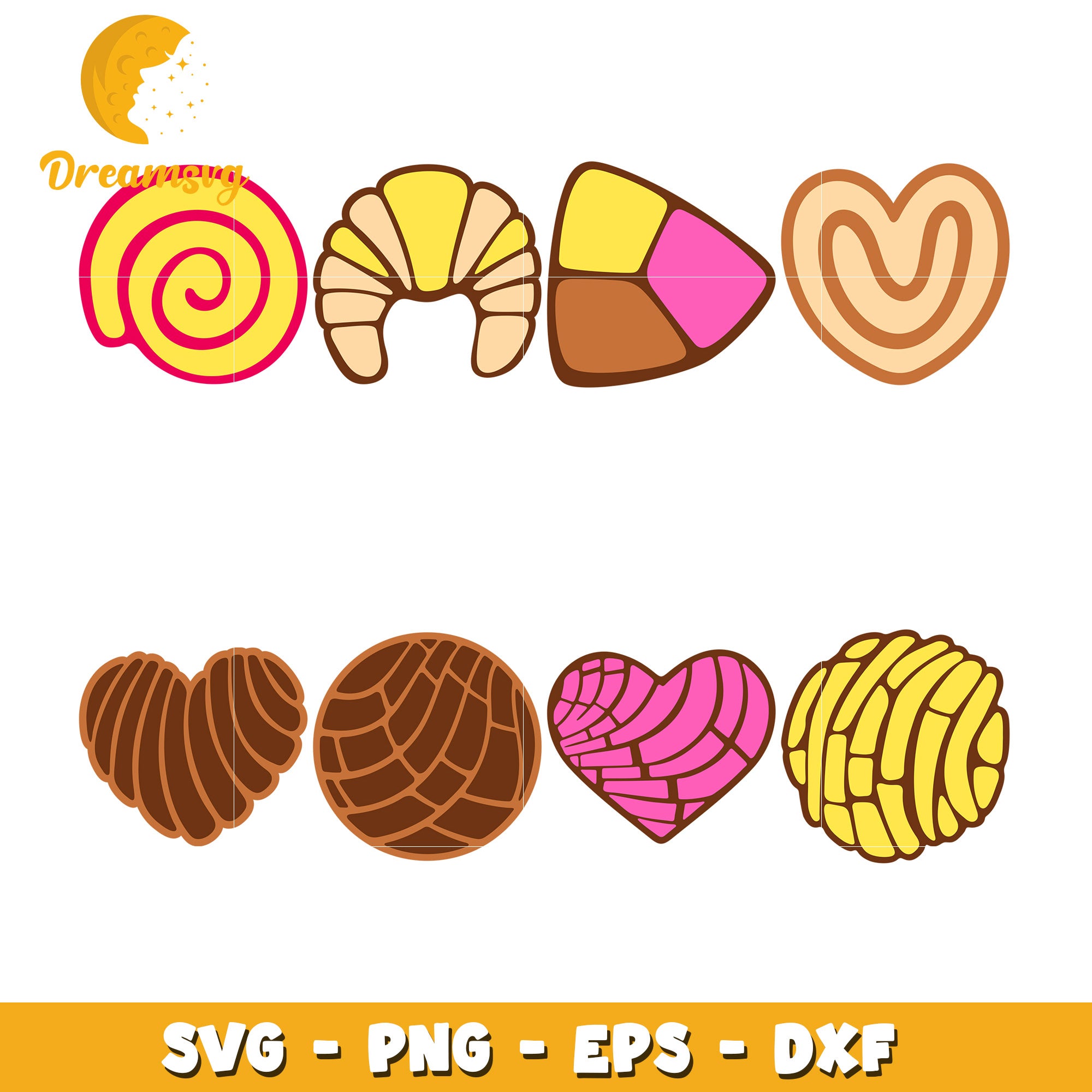 Concha bundle bundle svg, Mexican Sweet Bread svg, candy svg