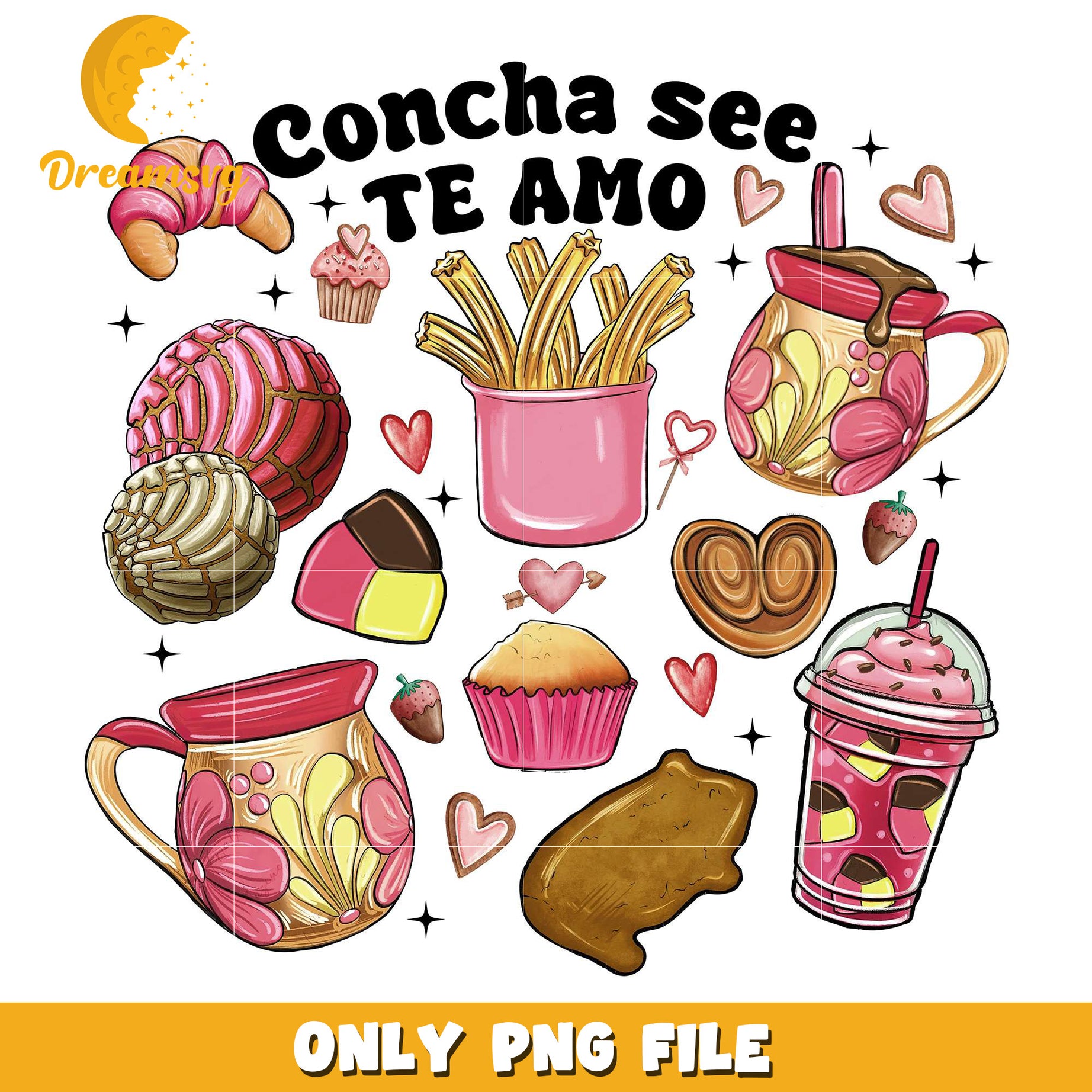 Concha see te amo Mexican valentine png, Mexican foods png