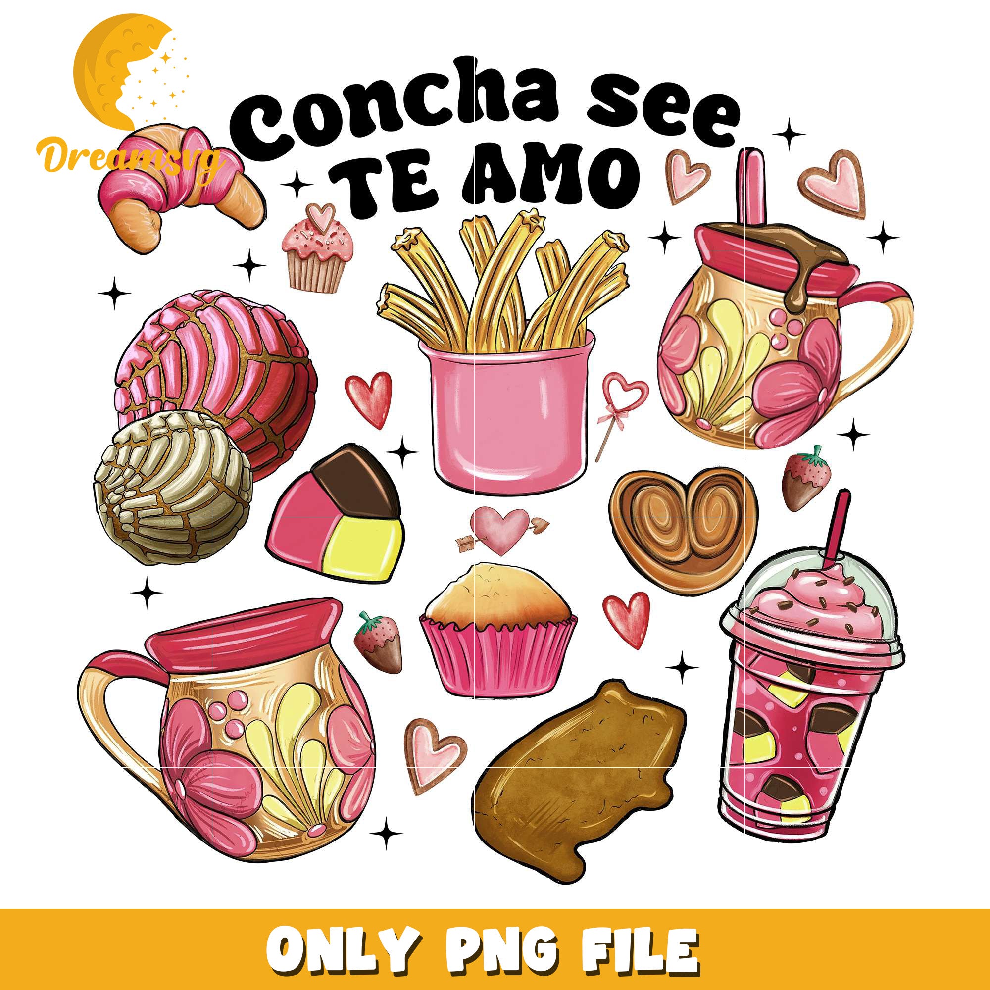Concha see te amo Mexican valentine png, Mexican foods png