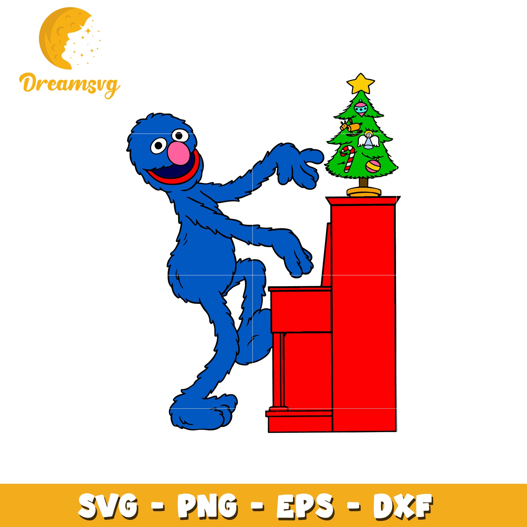 Cookie Monster Christmas Piano SVG PNG EPS DXF