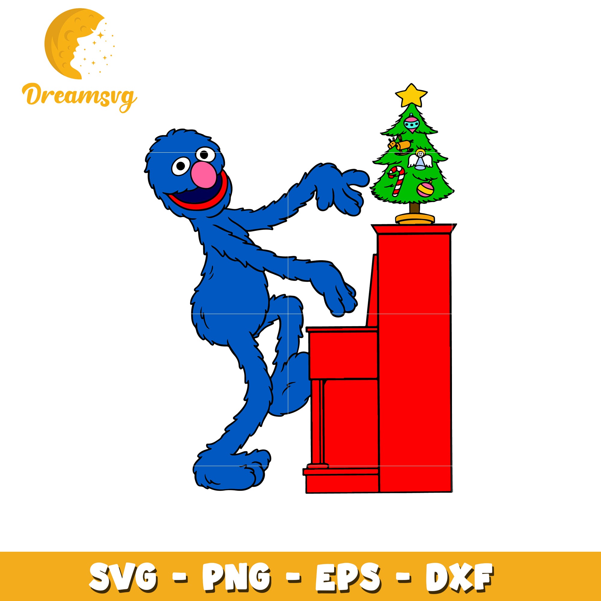 Cookie Monster Christmas Piano SVG PNG EPS DXF