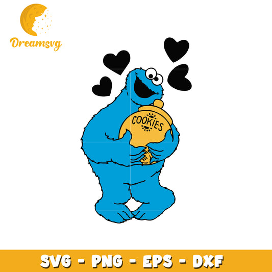 Cookie Monster Holding Cookies SVG Fun Digital Download Design