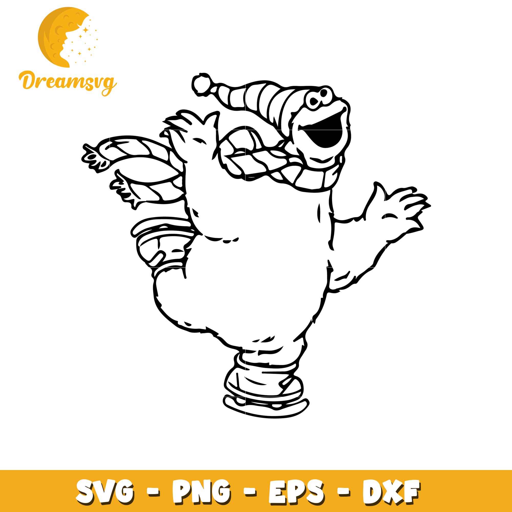 Cookie Monster Ice Skating SVG Cut File