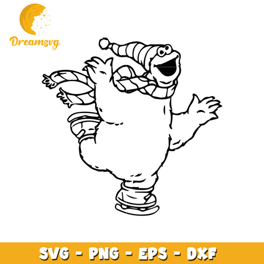 Cookie Monster Ice Skating SVG Cut File