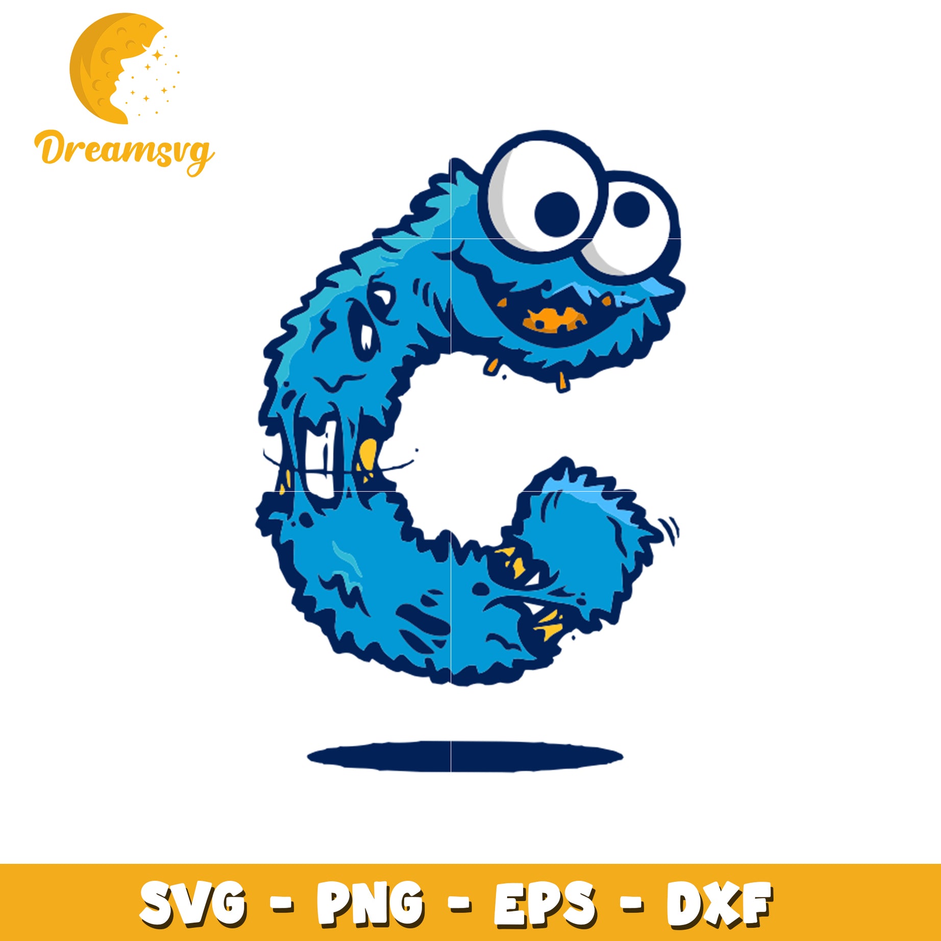 Cookie Monster Letter C SVG PNG EPS DXF