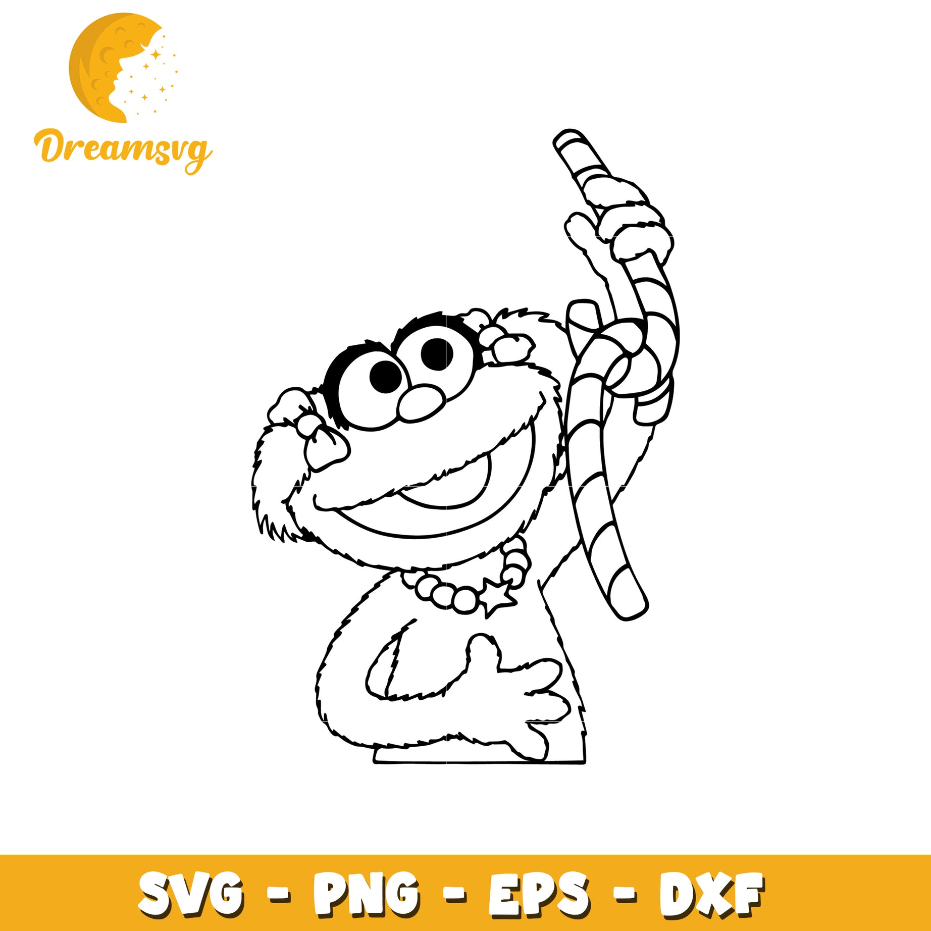 Cookie Monster SVG Candy Cane PNG EPS DXF
