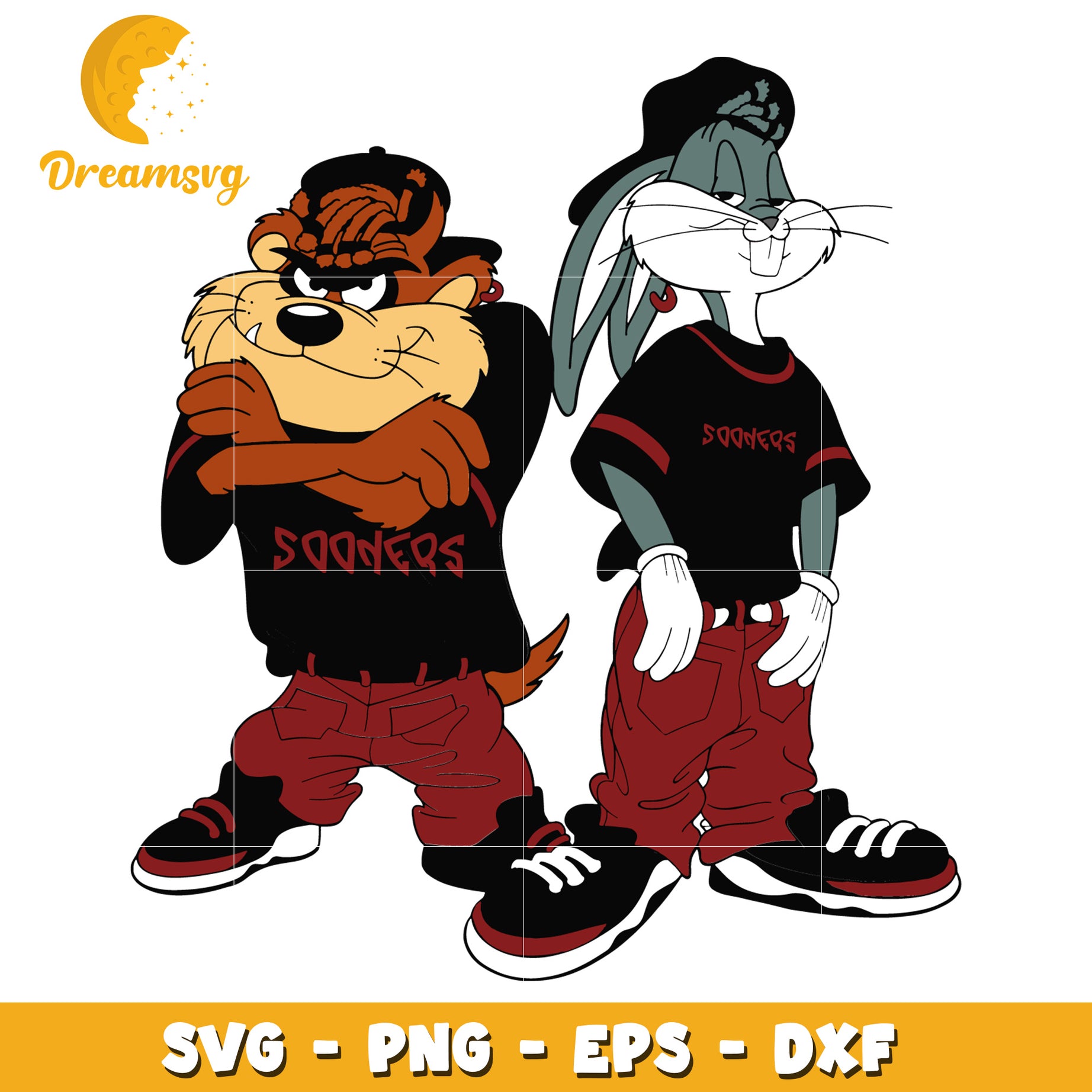 Cool Cartoon Characters Taz and Bugs Bunny SVG Design File