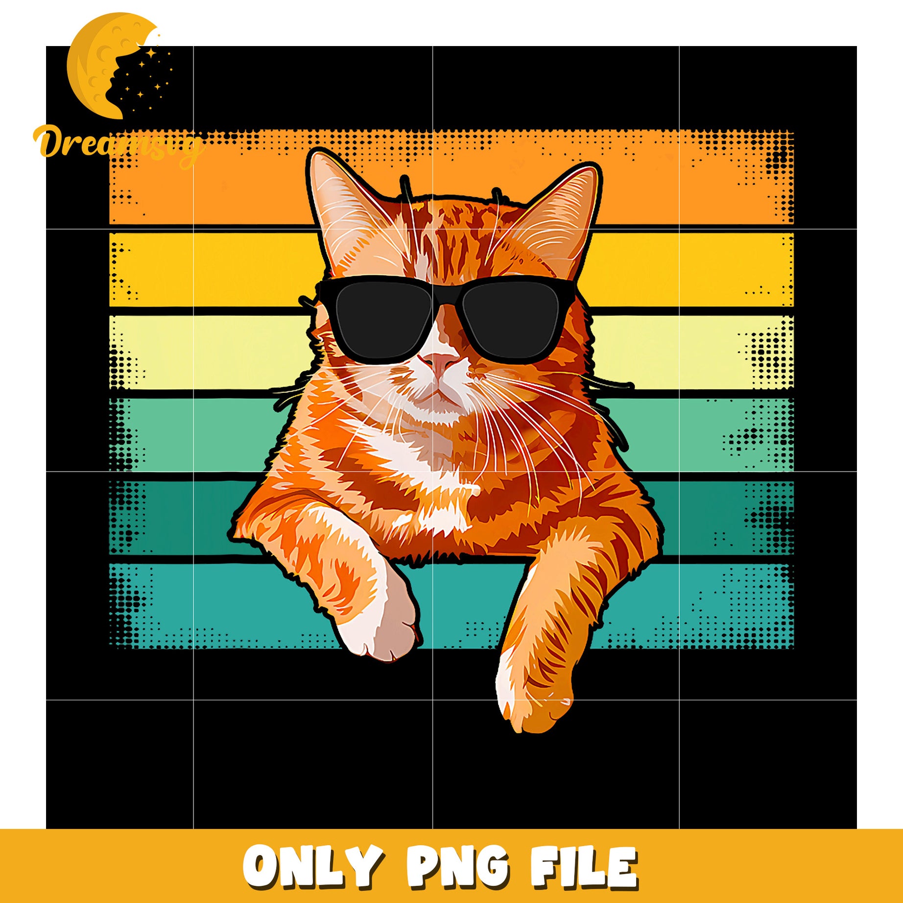 Cool Cat Sunglasses Retro PNG