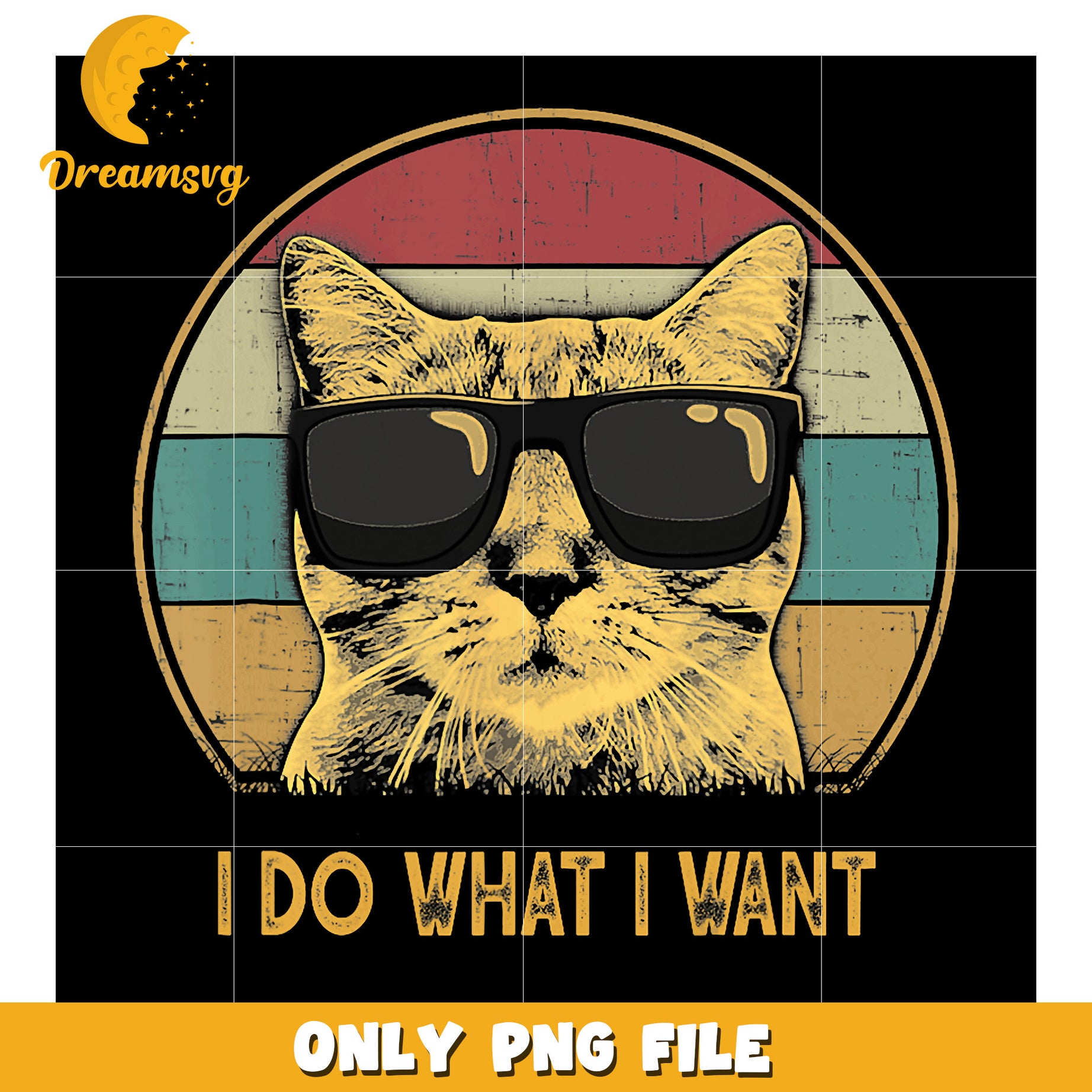 Cool Cat Sunglasses Vintage PNG Design