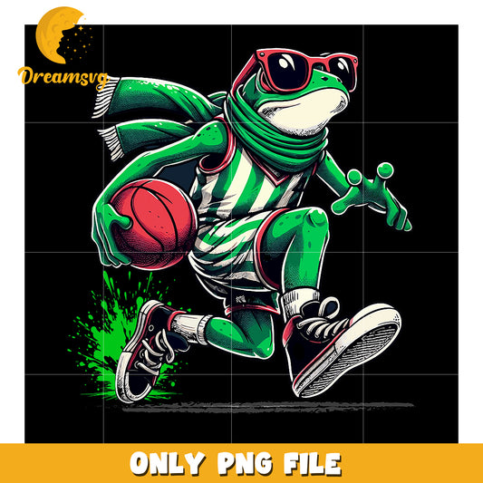 Cool Frog Basketball PNG Sublimation Design