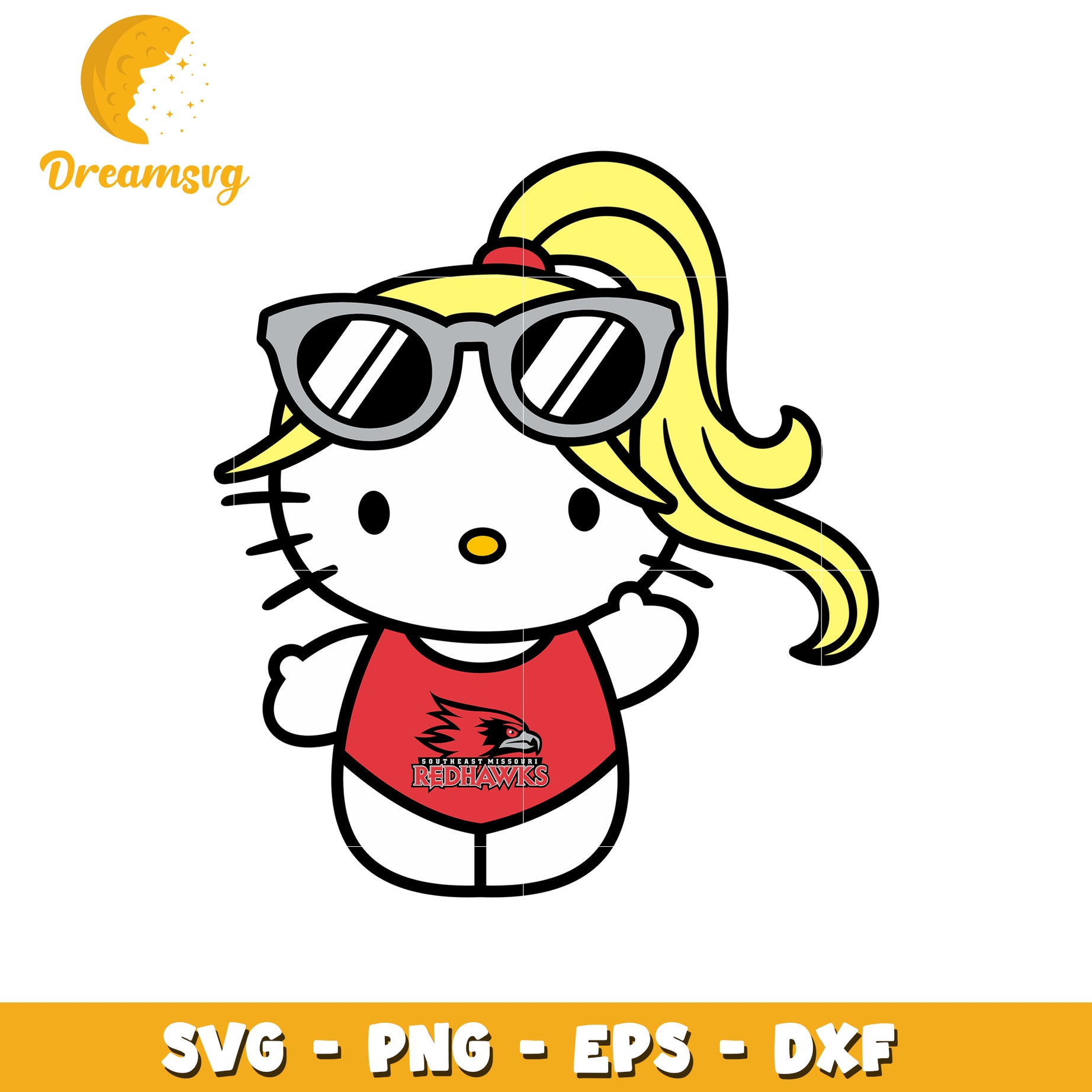 Cool Hello Kitty SVG Design for Redhawks Fans