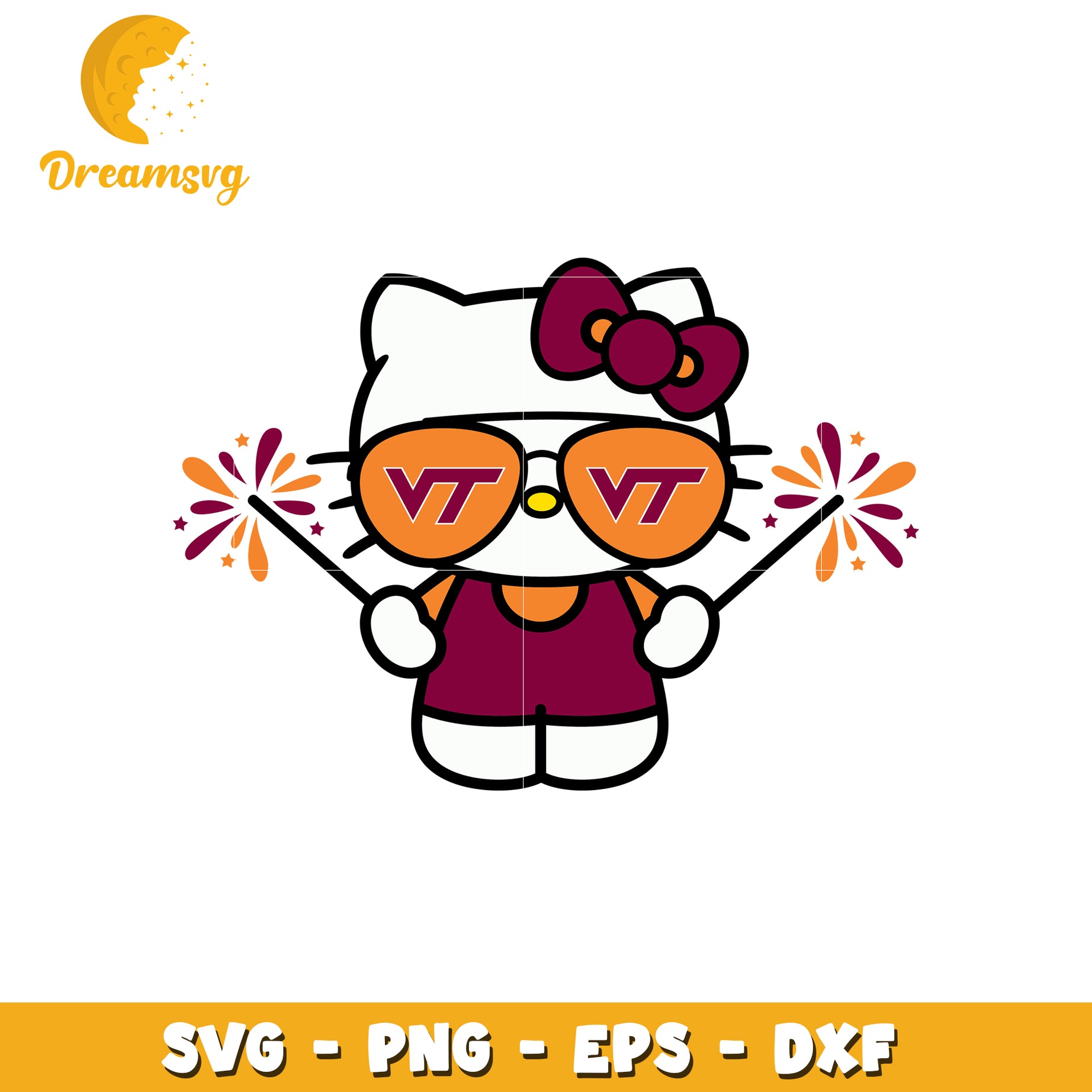 Cool Kitty SVG Design with Sunglasses and Sparks