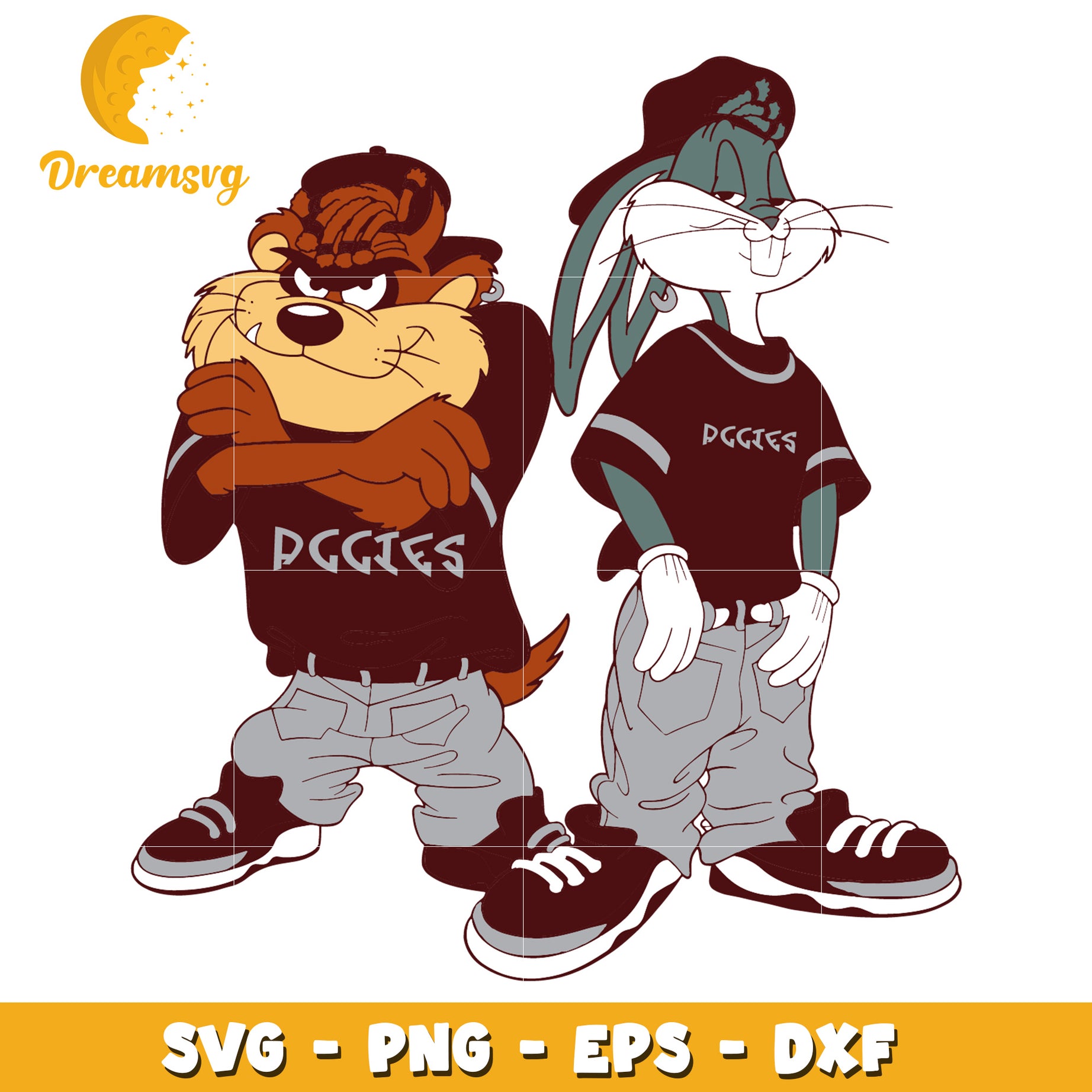 Cool Retro Characters SVG Bundle Taz and Bugs Bunny Design