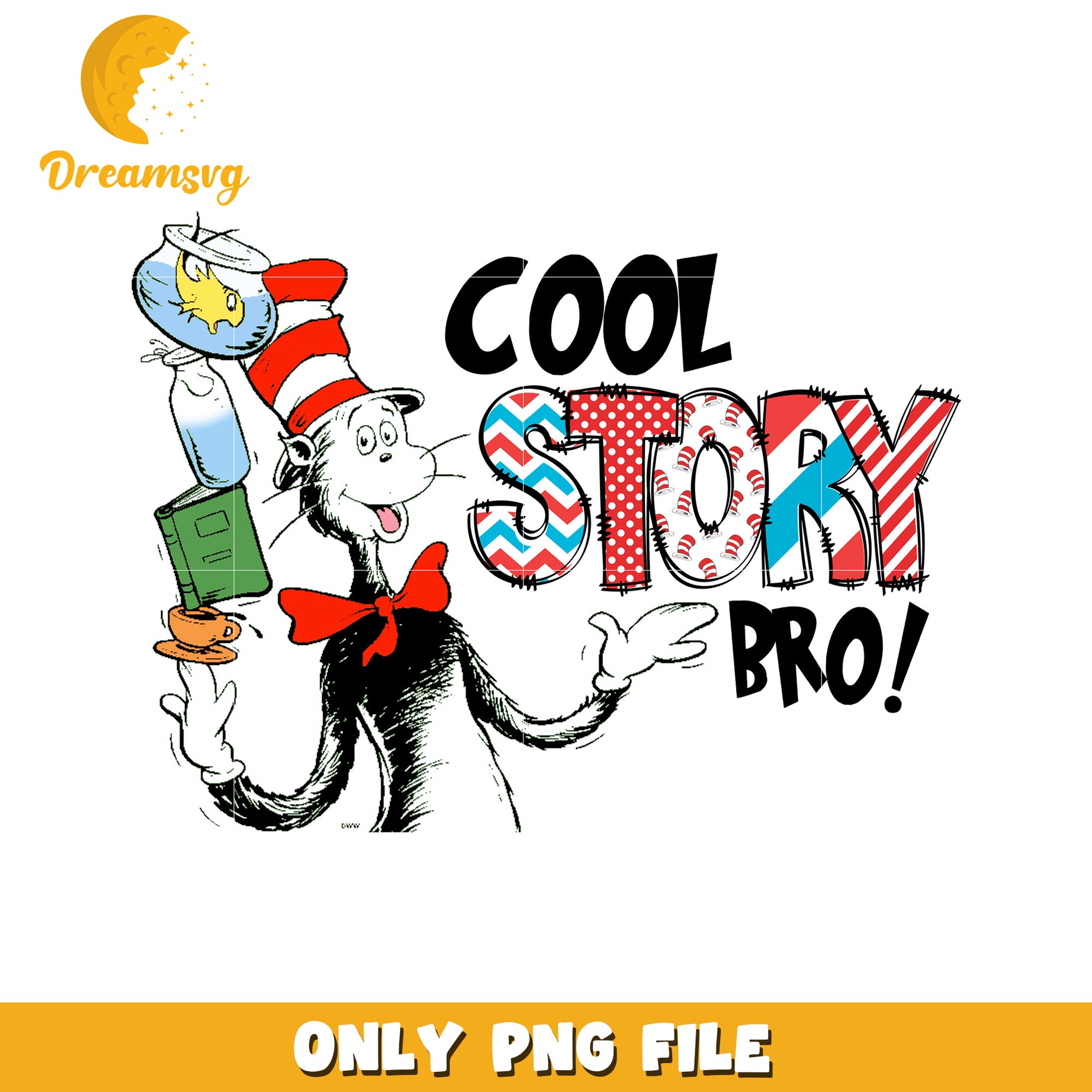 Cool Story Bro Cat in the Hat PNG Design for Fun Decor