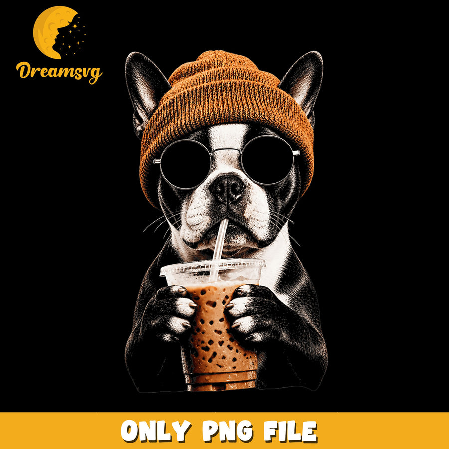 Cool Dog PNG, Coffee Lover Design, Fun Pet Art PNG