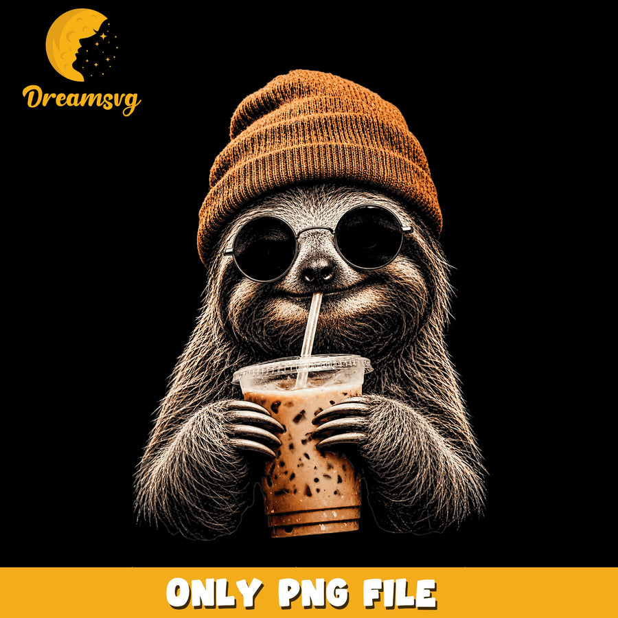Cool Sloth PNG, Chill Vibes, Coffee Lover PNG