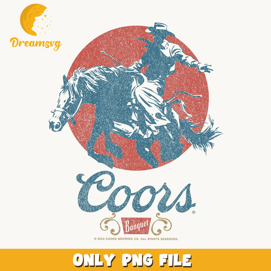Coors Banquet Beer PNG, Retro Cowboy Rodeo Design, Western PNG