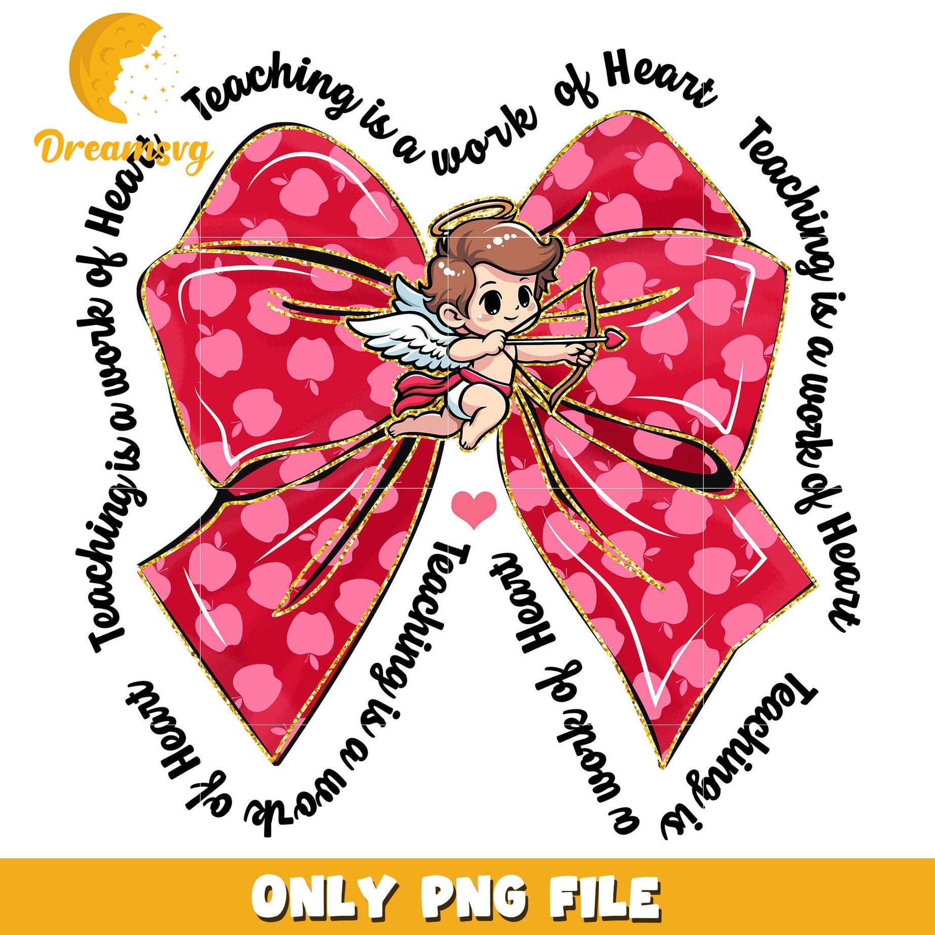 Coquette bow cupid teacher valentine png, teacher valentine png