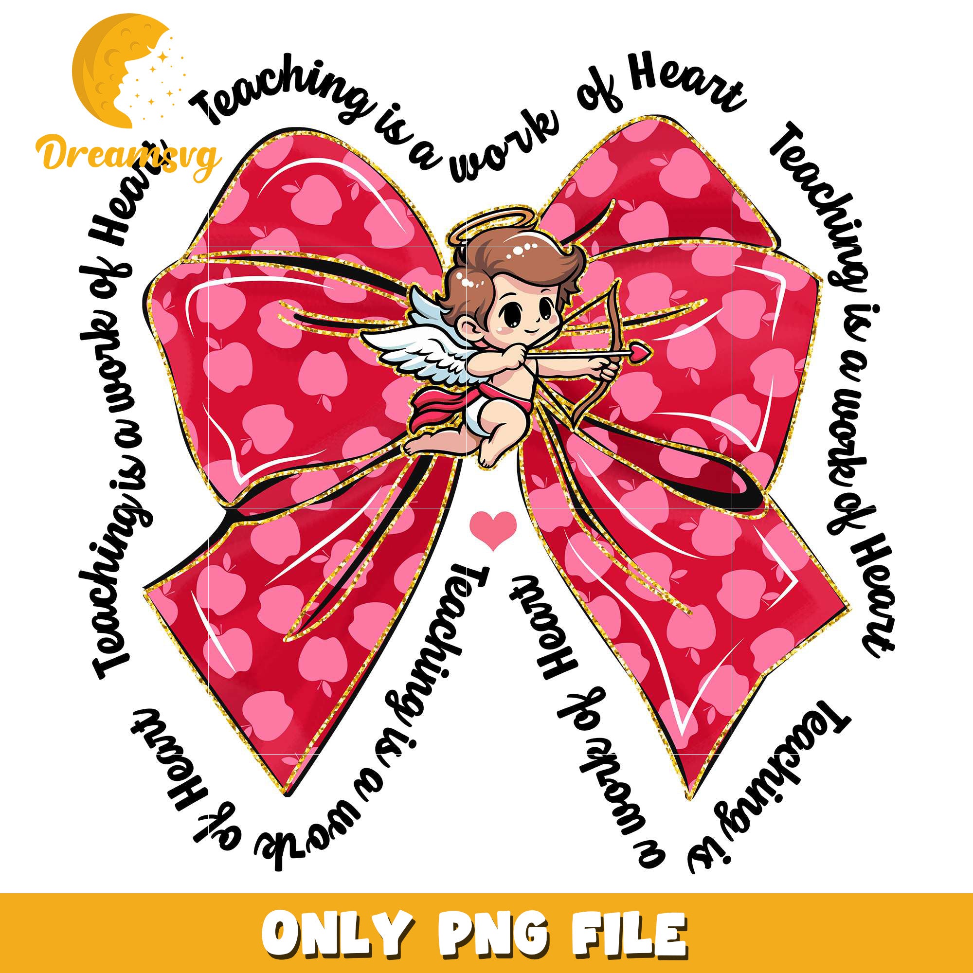 Coquette bow cupid teacher valentine png, teacher valentine png