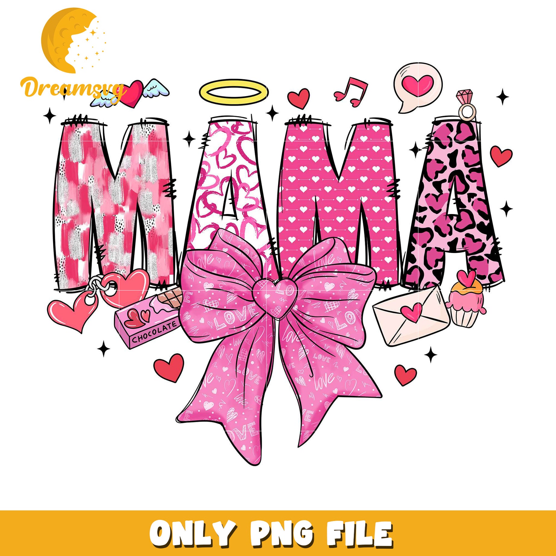 Coquette bow mama valentine family png, Coquette bow png