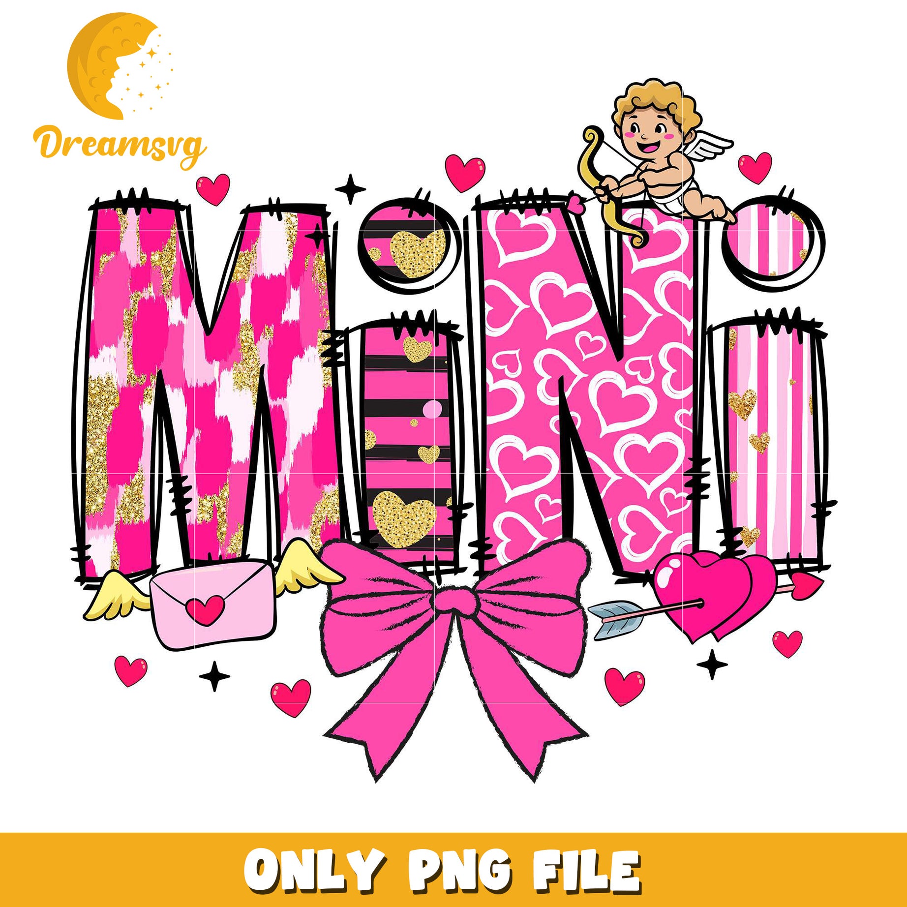 Coquette bow mini valentine family png, Coquette bow png