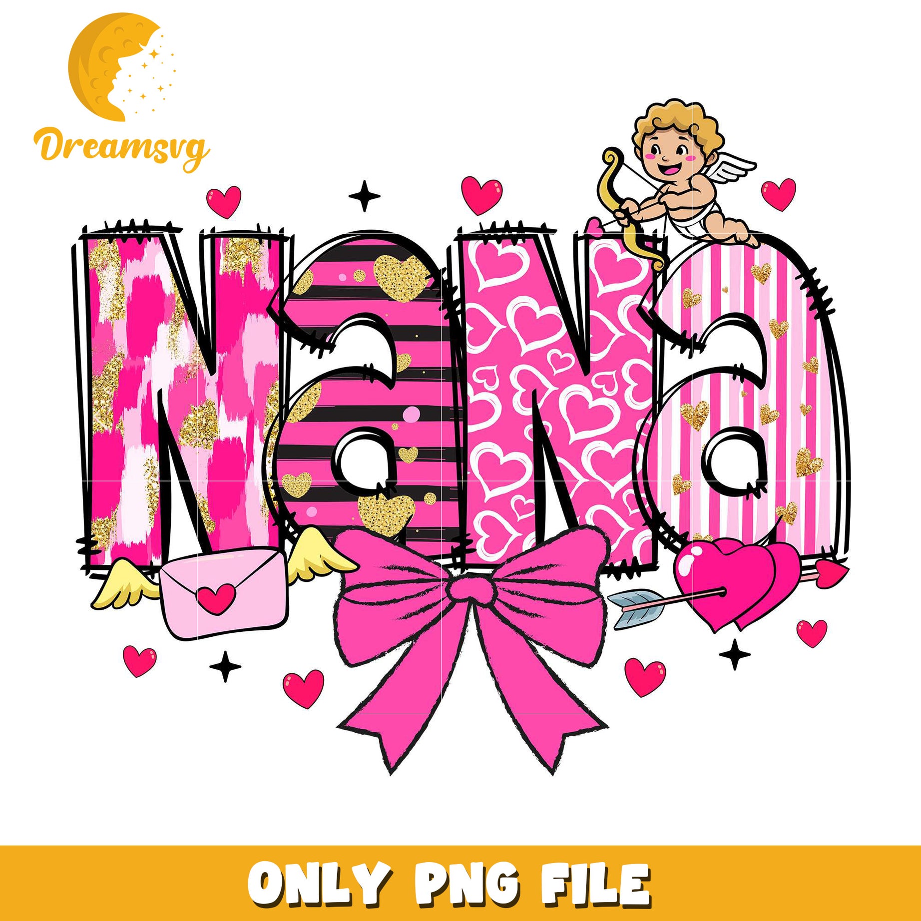 Coquette bow nana valentine family png, Coquette bow png