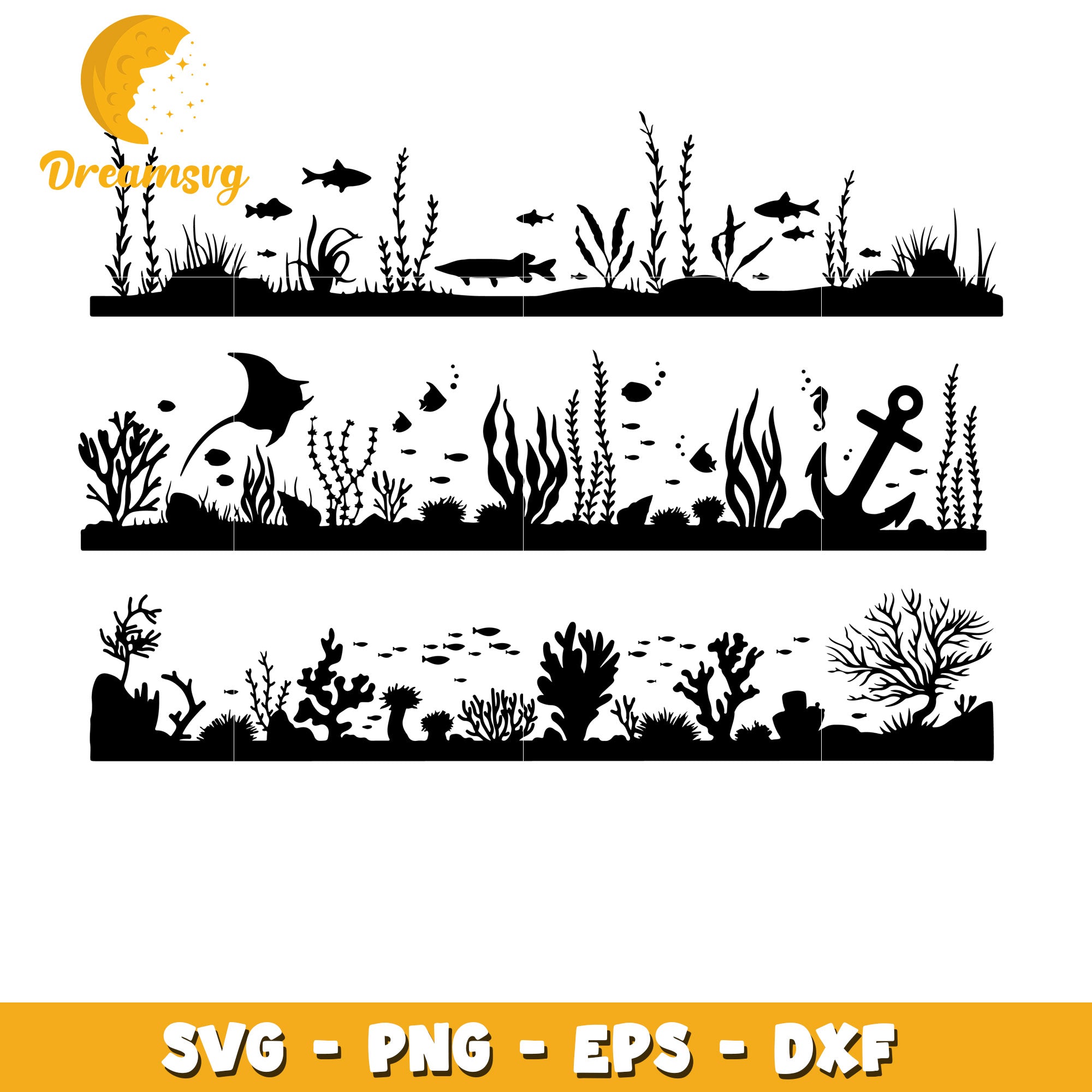 Life in under sea bundle svg, color coral and fish svg