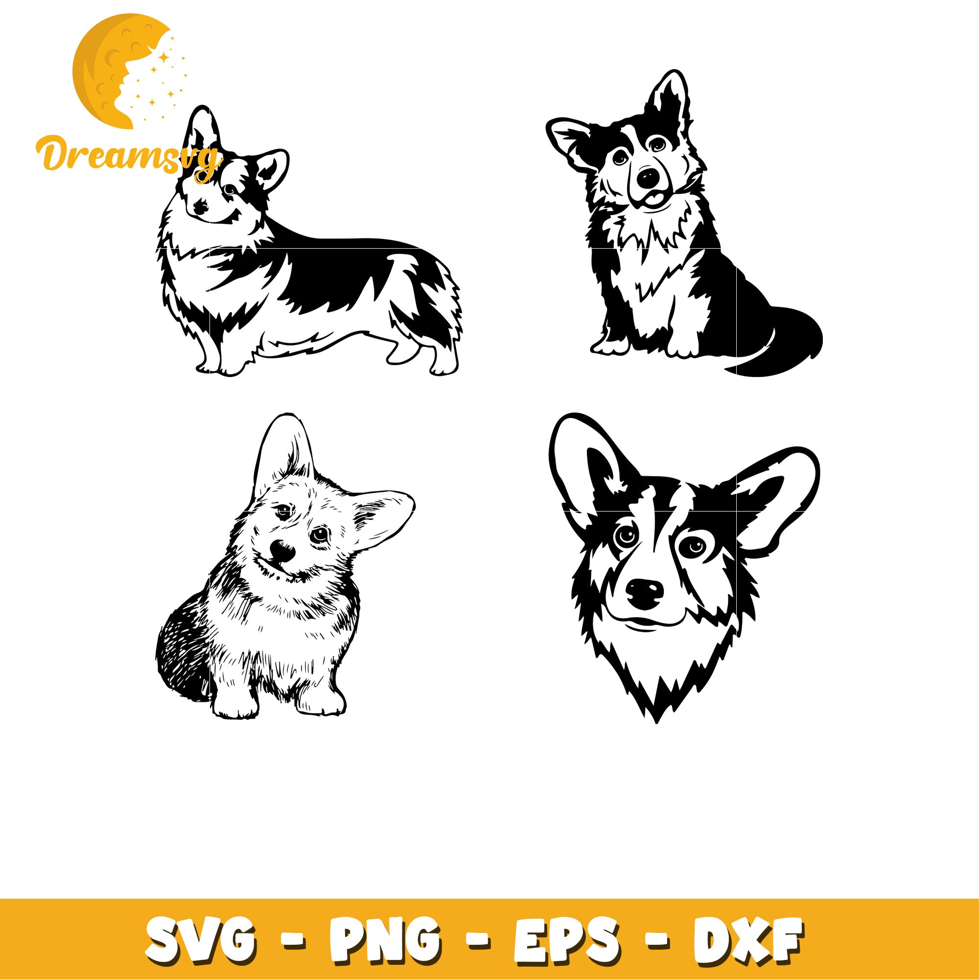 Pembroke welsh corgi dog silhouette bundle svg, corgi dog svg – DreamSVG  Store, image size:2000x2000