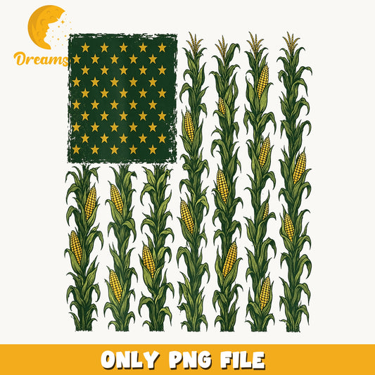 Corn Stalk American Flag PNG, Patriotic Farm Design, 4th Of July PNG