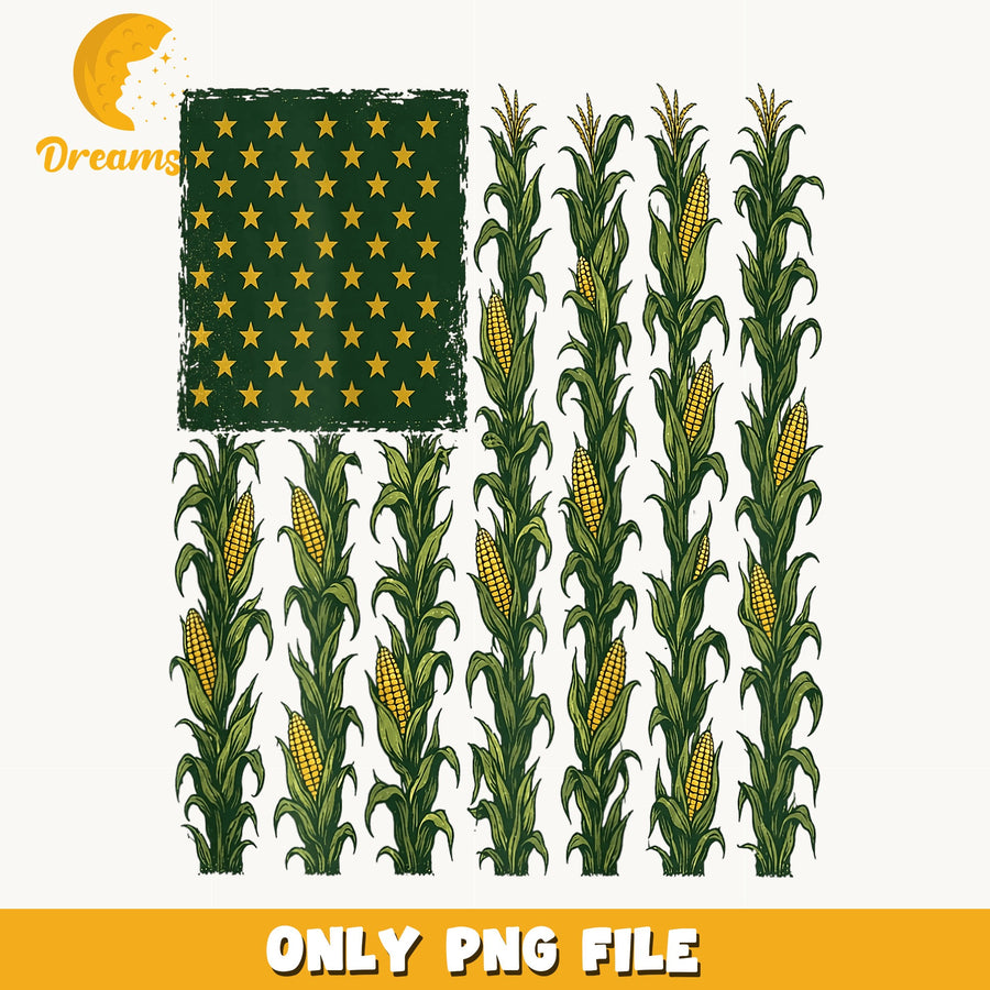 Corn Stalk American Flag PNG, Patriotic Farm Design, 4th Of July PNG