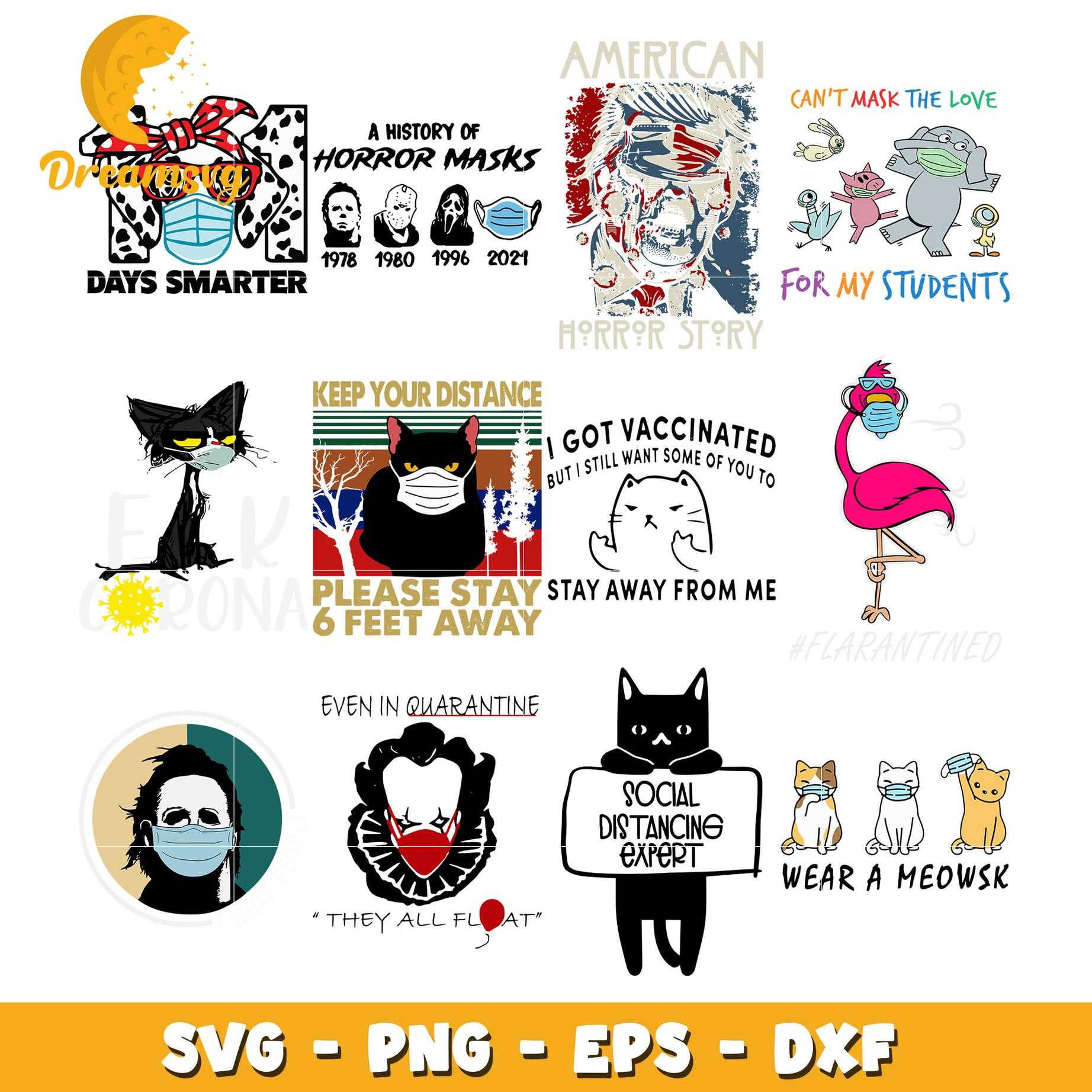 Social distancing expert bundle svg, wear a meowsk svg