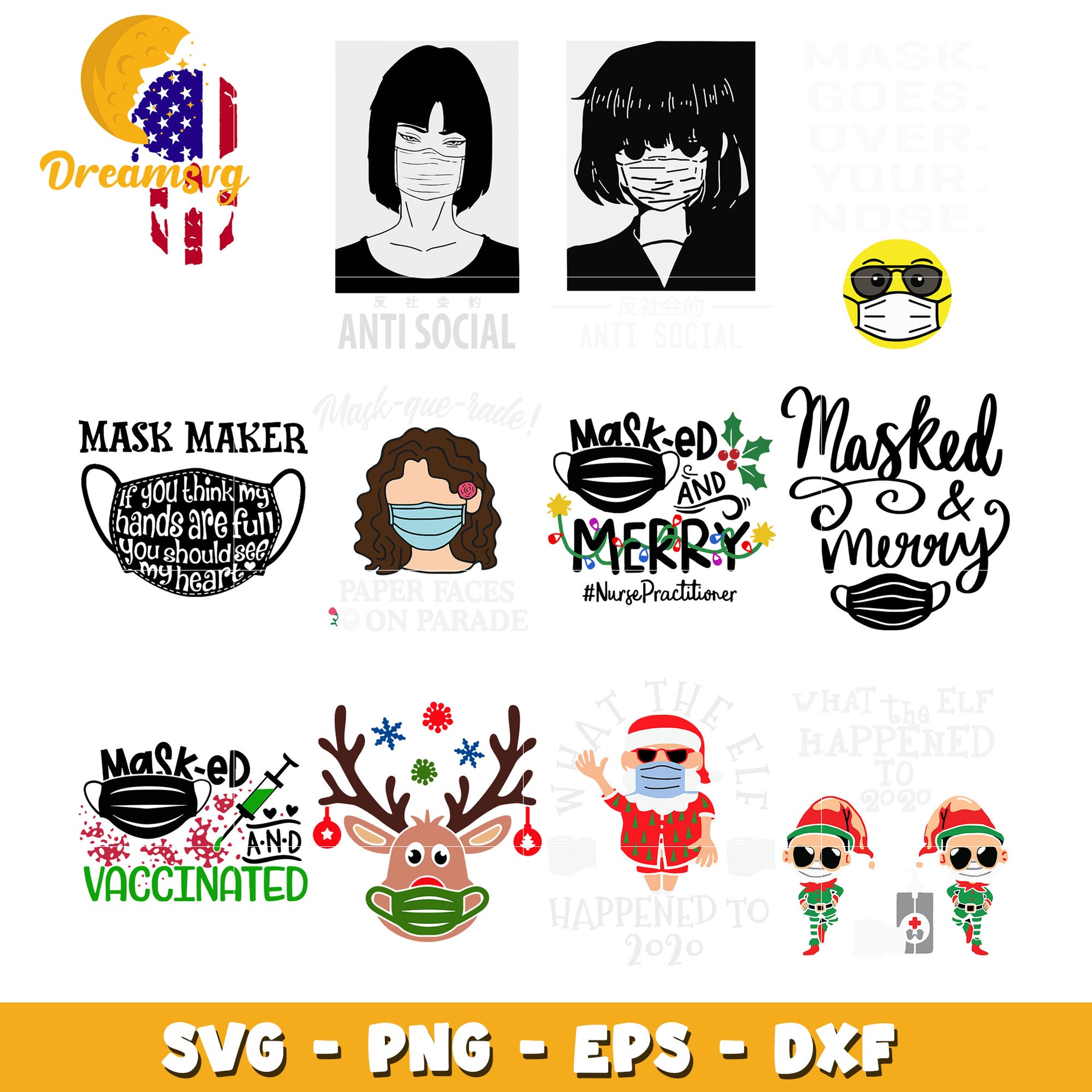 Masked and vaccinated bundle svg, Masked and merry svg