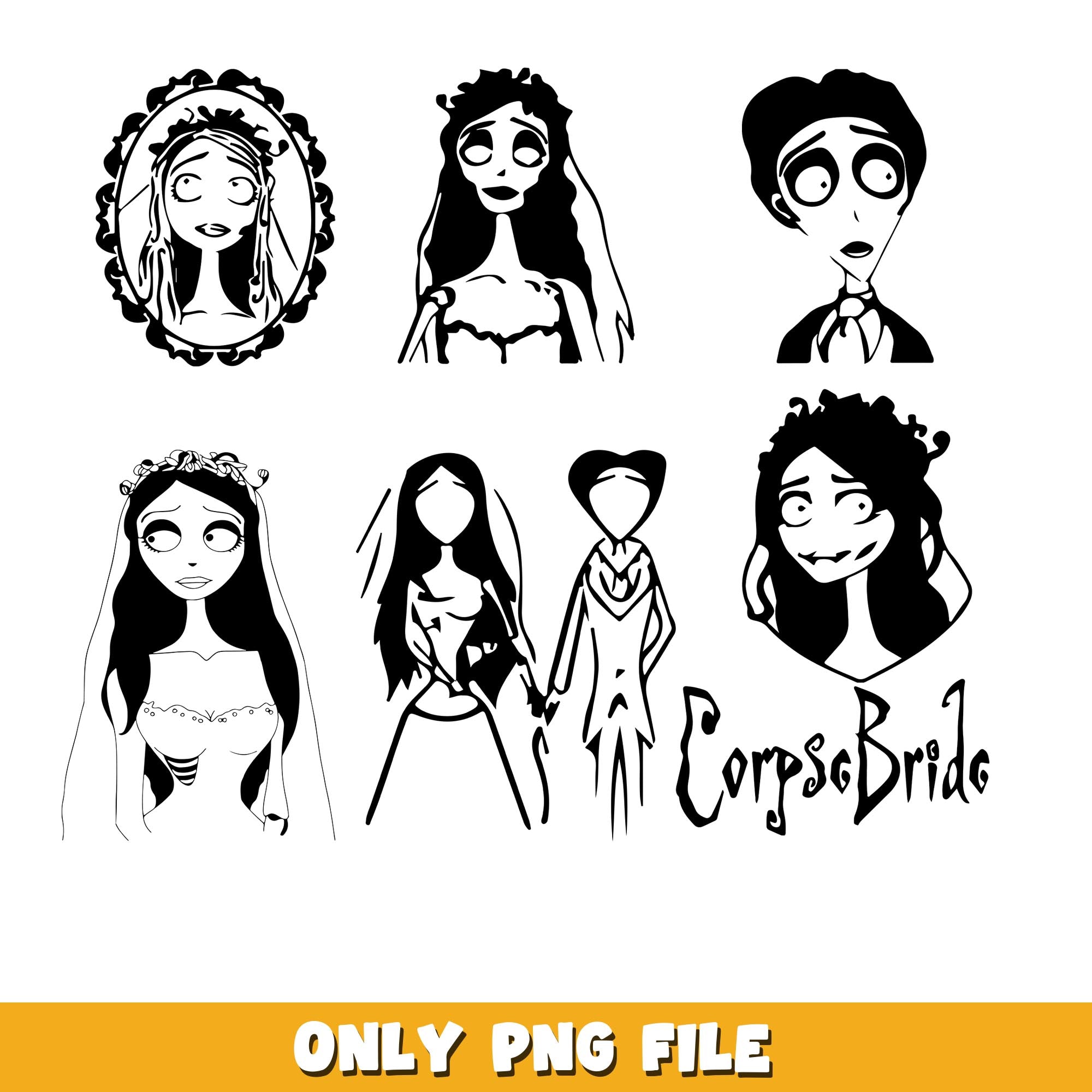 Corpse Bride black png, Corpse Bride bundle png, cartoon png – DreamSVG ...