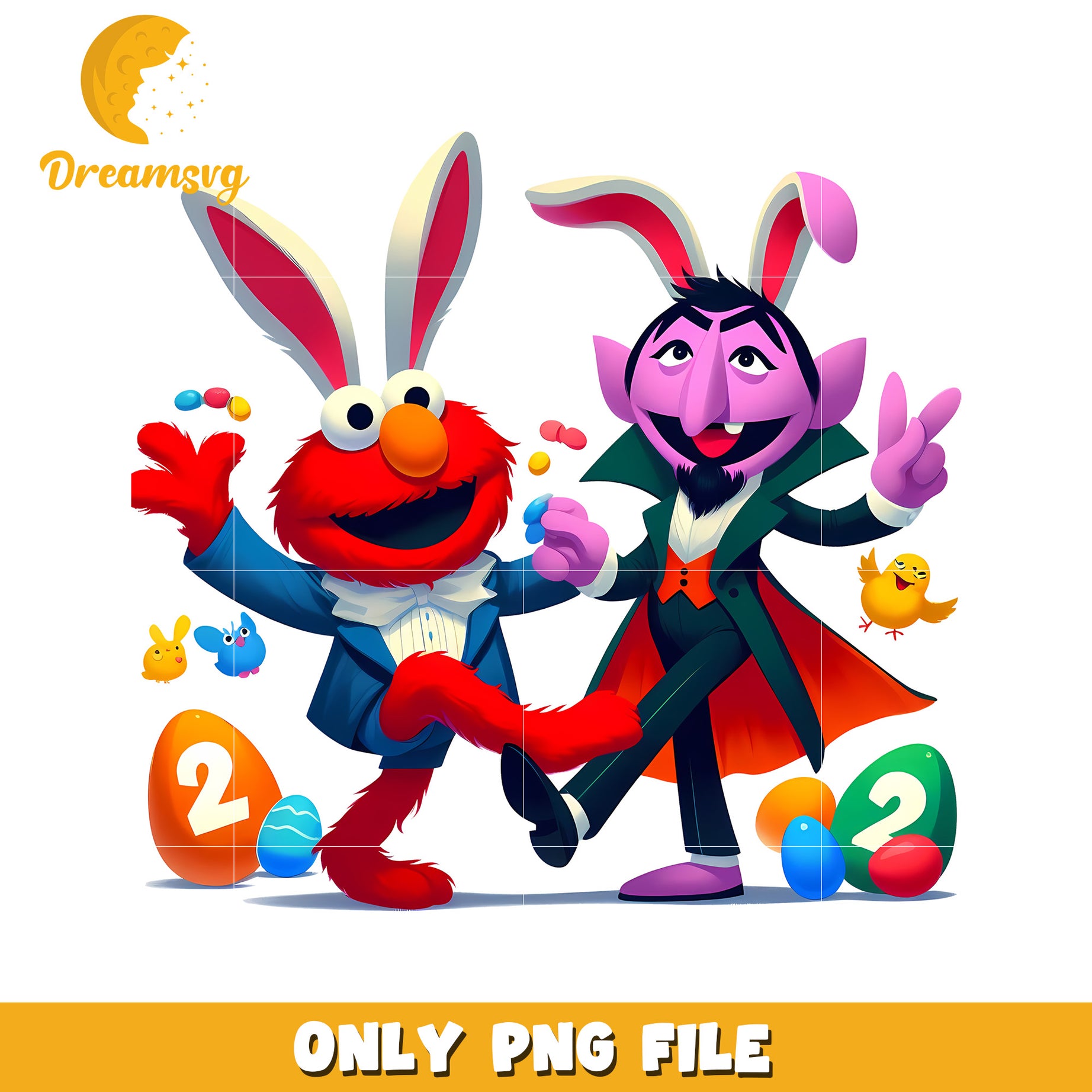 Count von count and elmo easter day png, sesame street character png